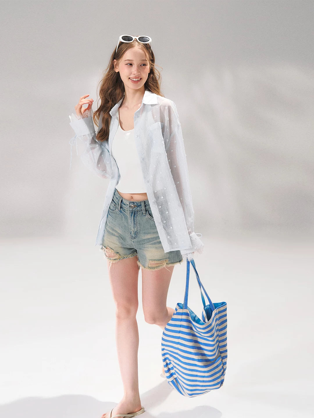 Distressed A-line Denim Shorts