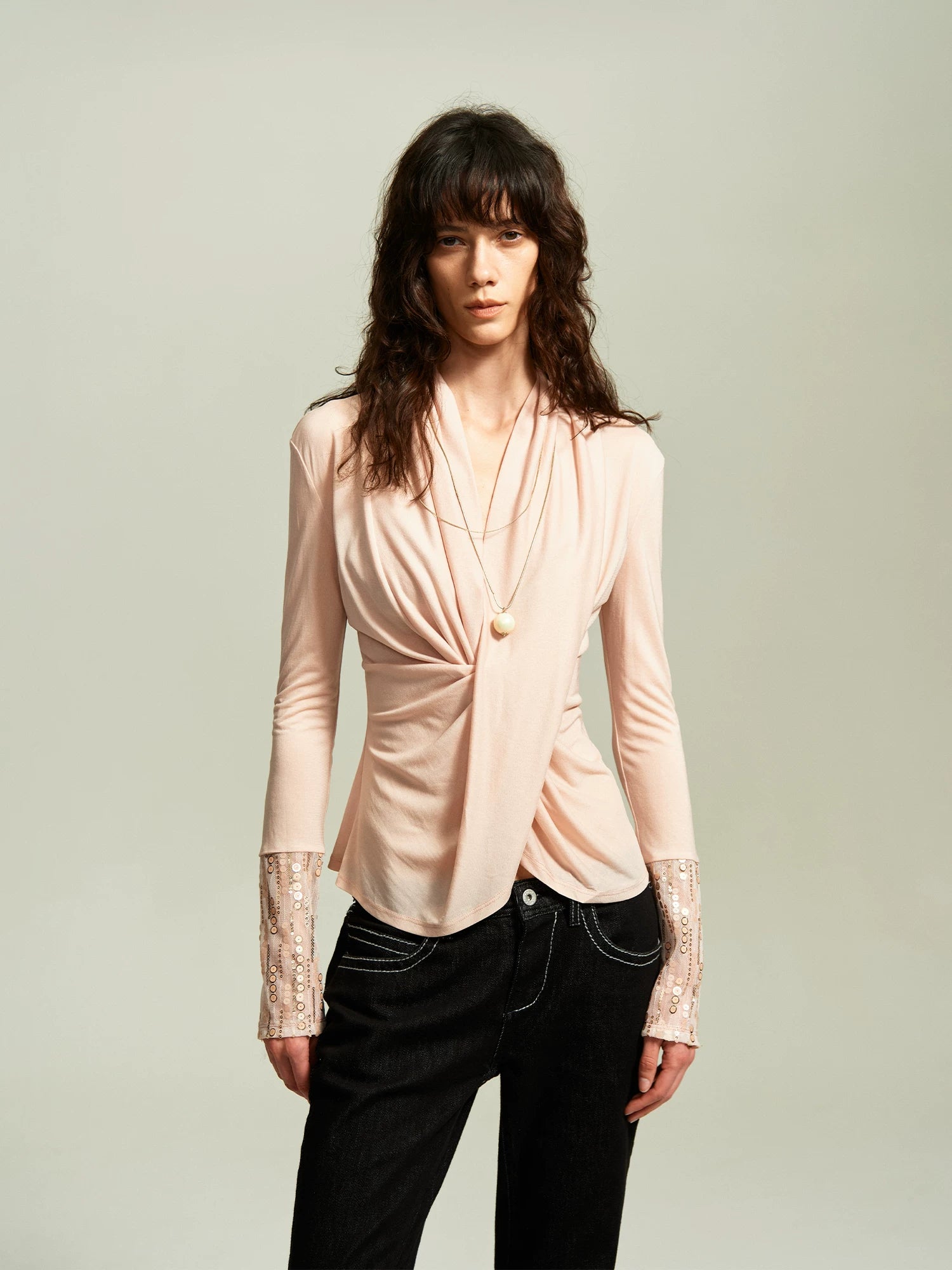 Cross Draped Acetate Top