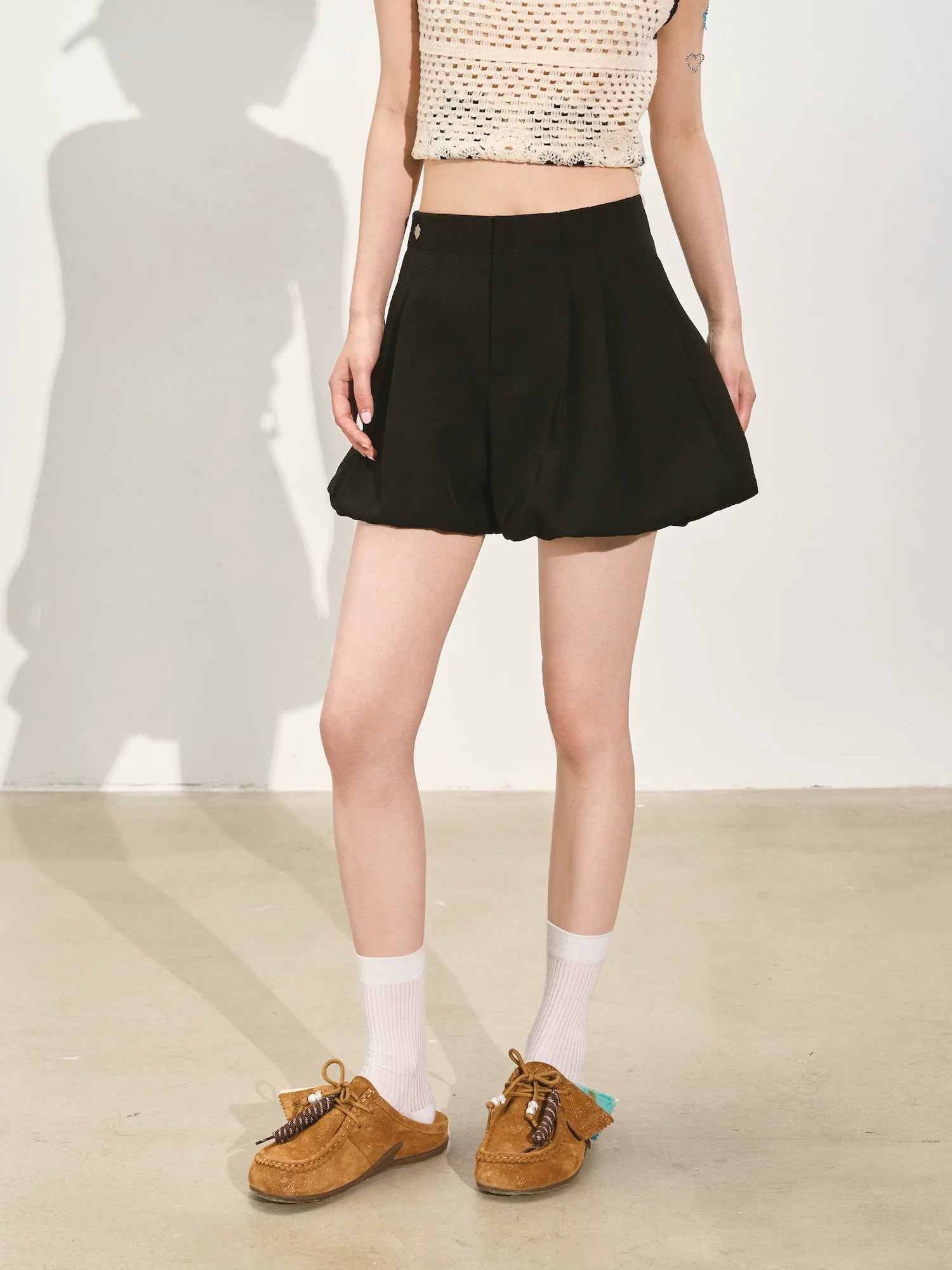 A-line Puff Wide-leg Shorts