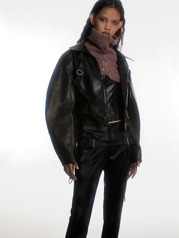Oversized Thick Leather Jacket