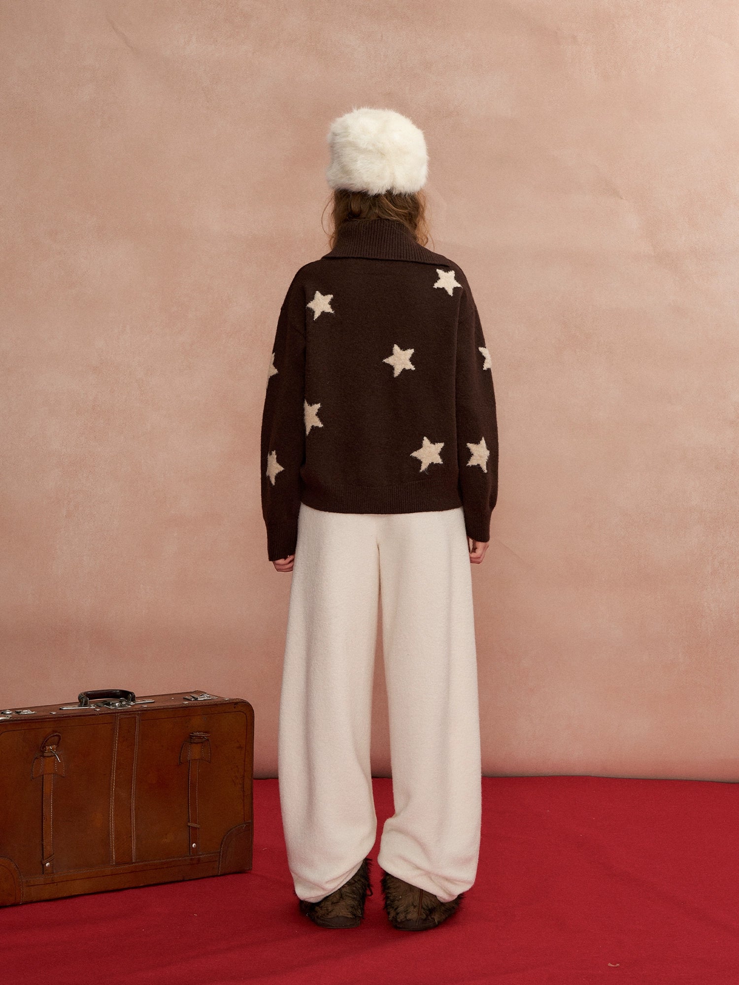 Asymmetric Lapel Star Sweater