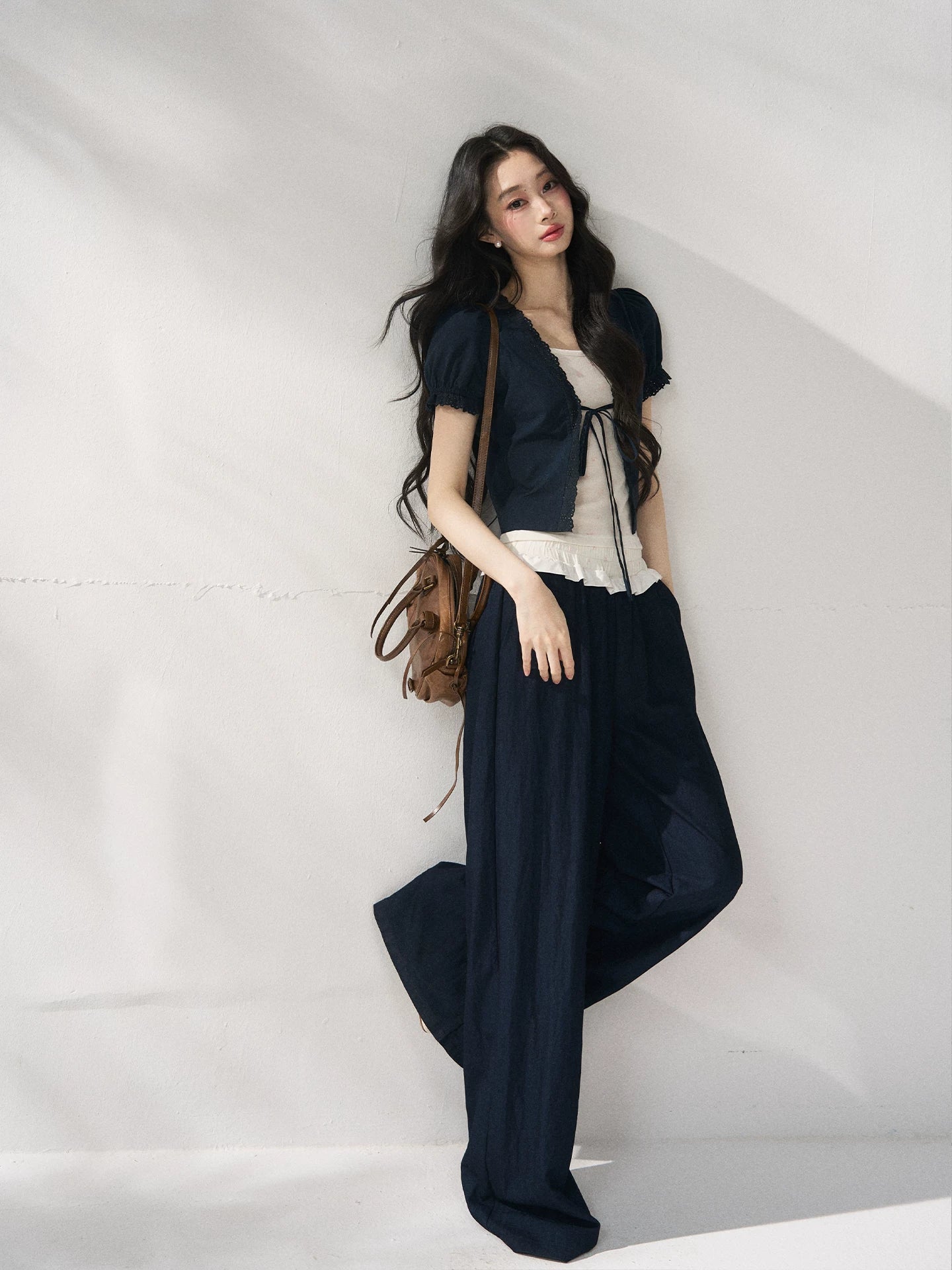 Navy Blue Floral Lace Set