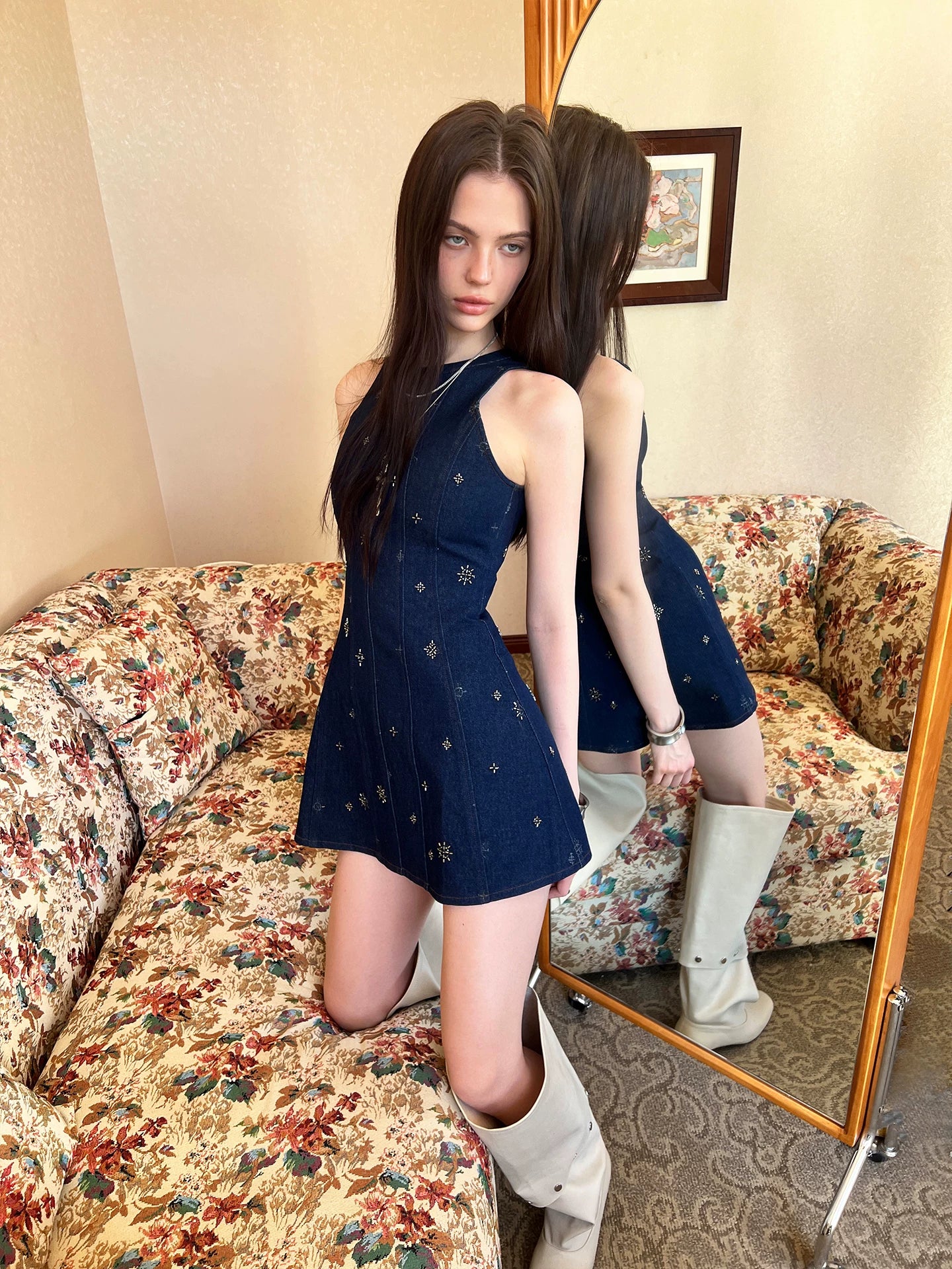 Embroidered Tank Dress