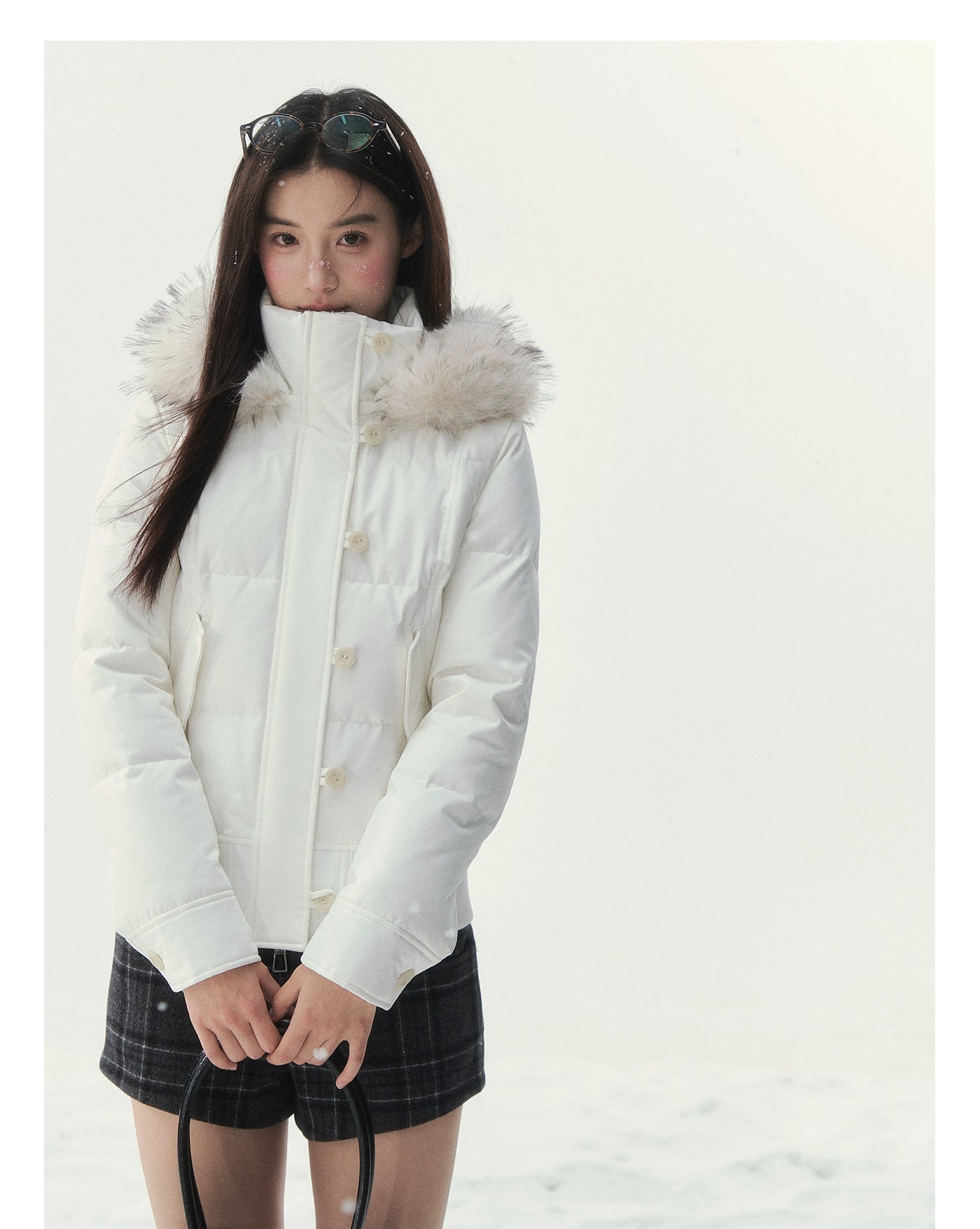 "Snowbound Realm" White Down Puffer Jacket