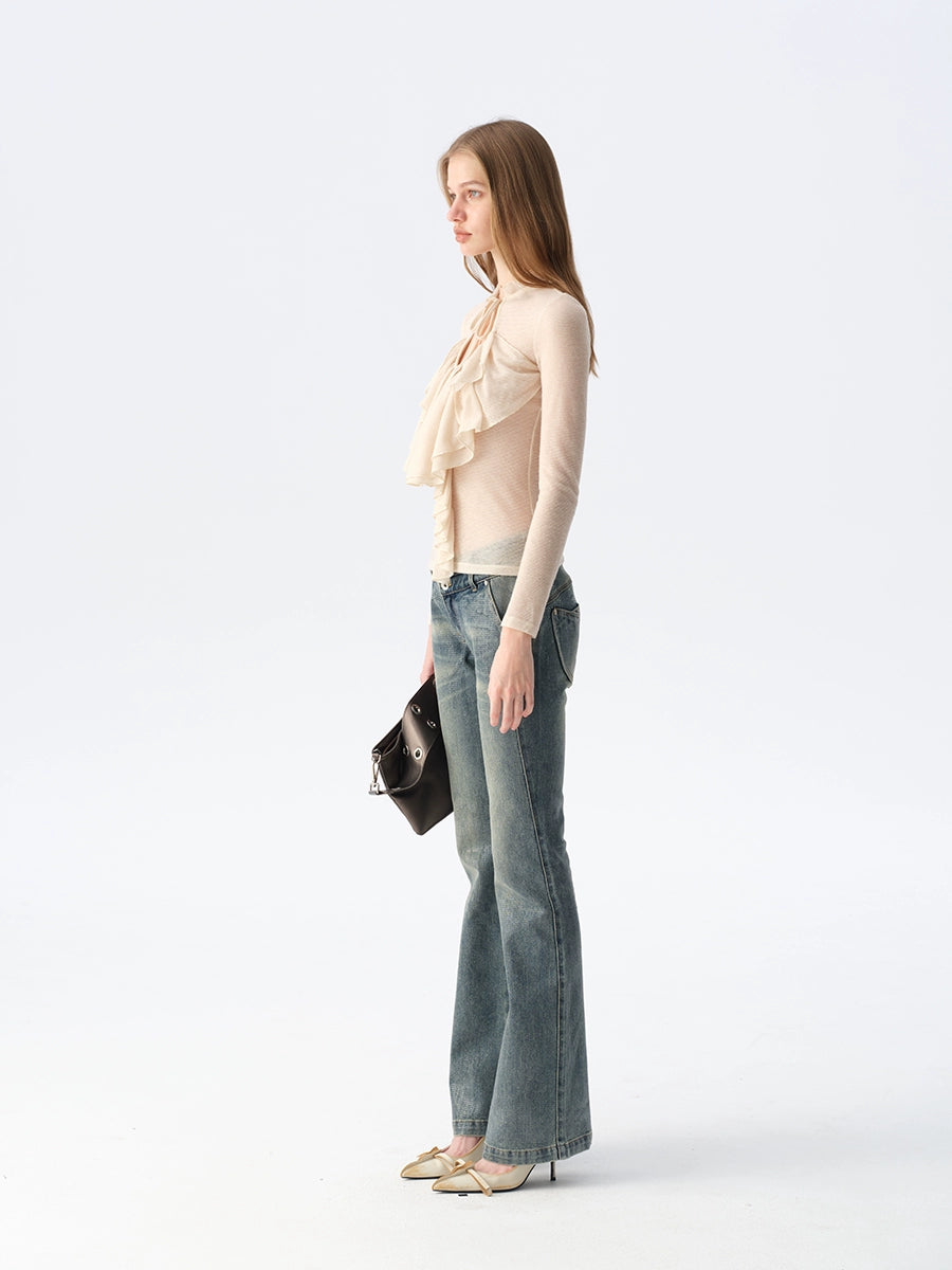Sheer Wool Ruffle Top