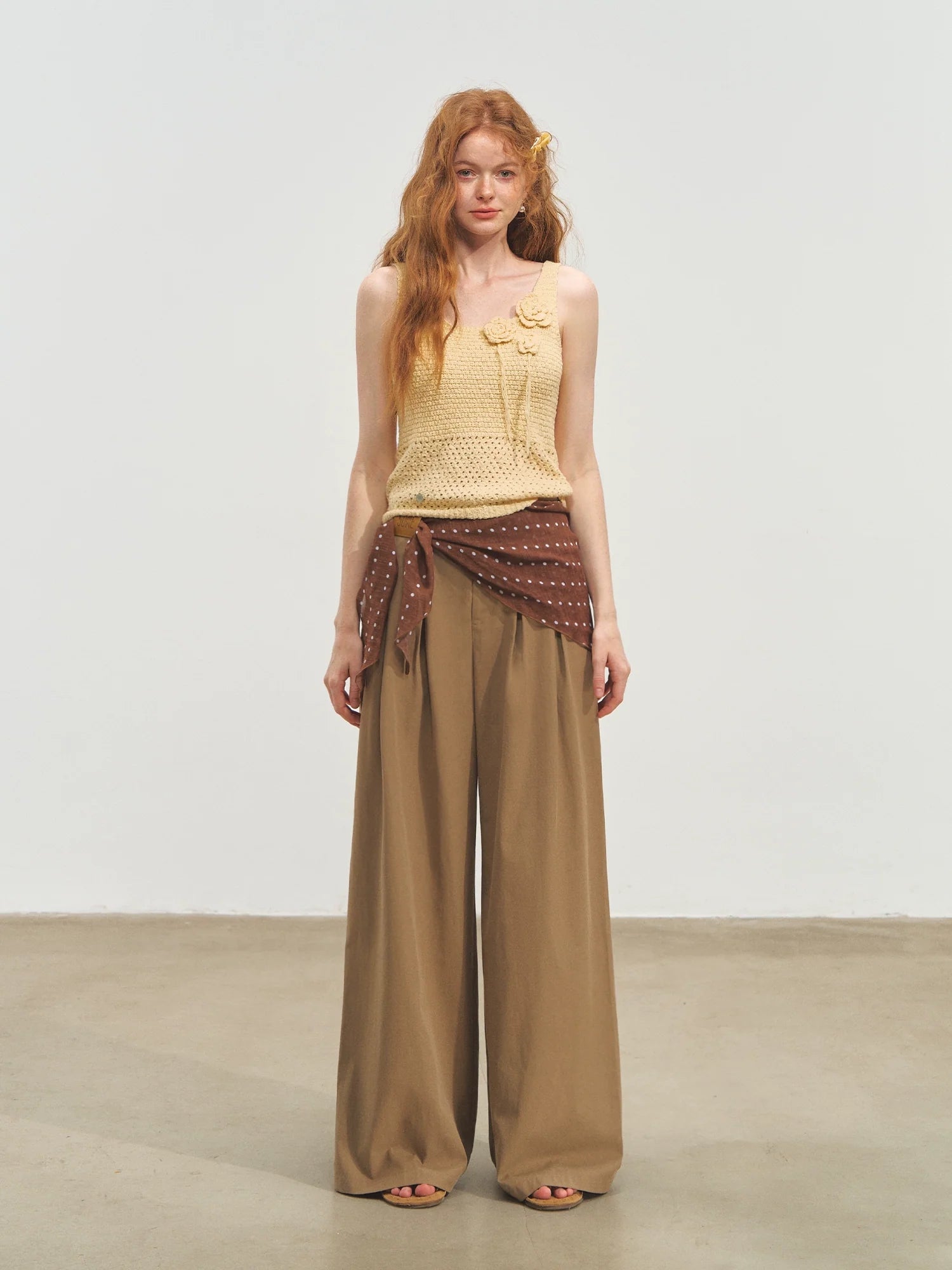 Straight-leg Floor-length Layered Wide-leg Pants