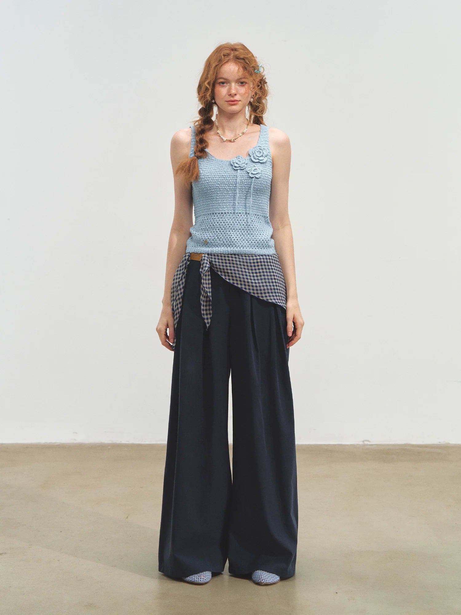 Straight-leg Floor-length Layered Wide-leg Pants