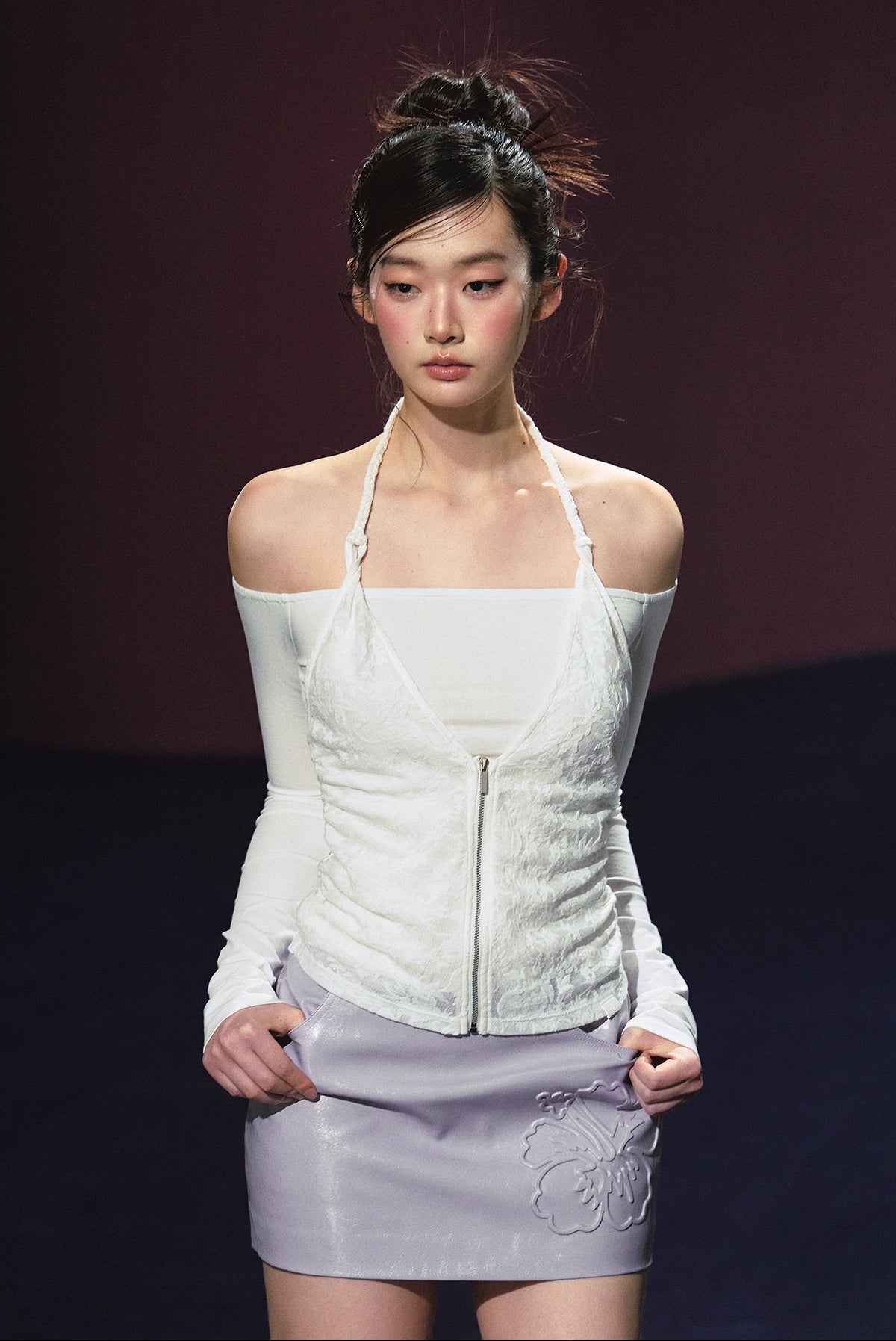 Two-Piece Off-Shoulder Halter Lace Blouse