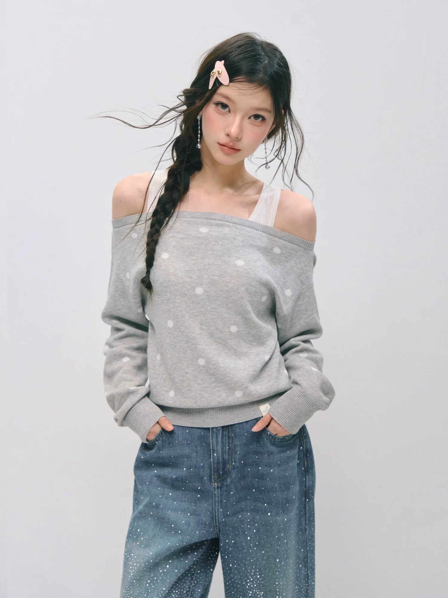 Off Shoulder Knit Sweater