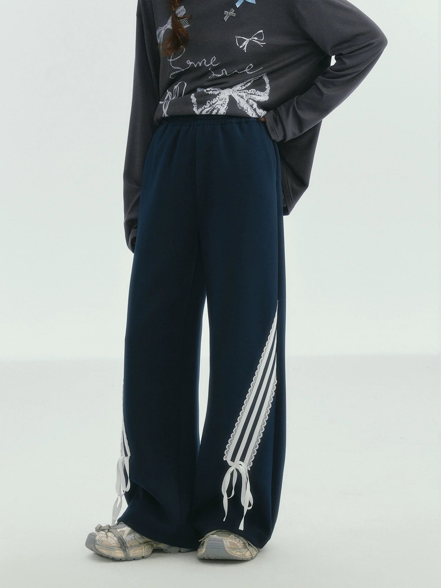 Lace Butterfly Knot Casual Long Pants