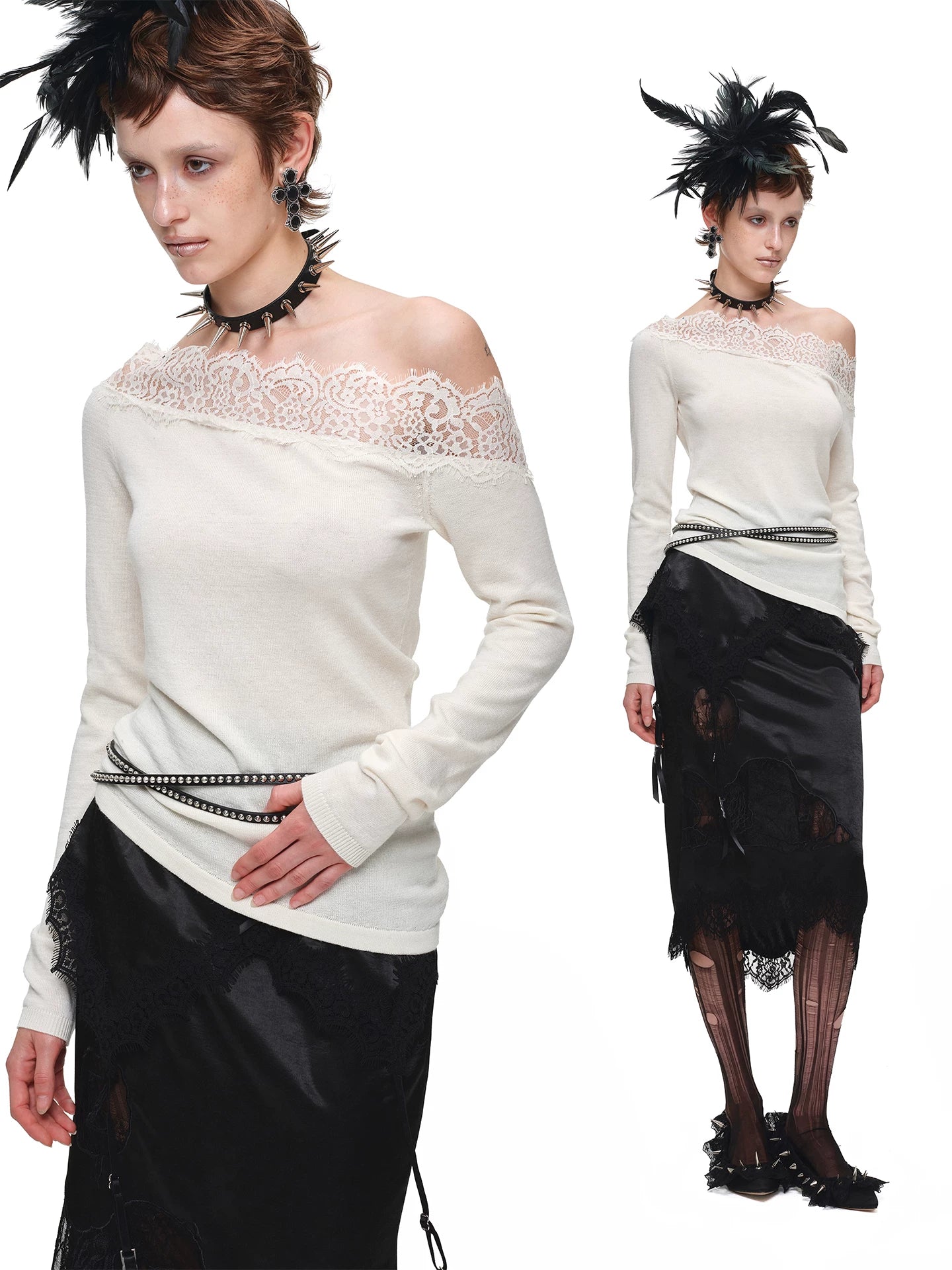 Lace Shoulder Knit Top