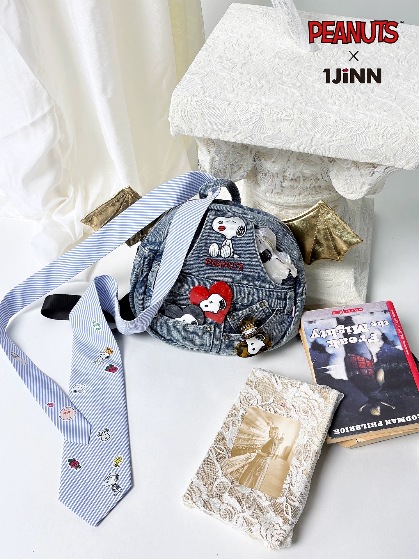 Winged Denim Backpack