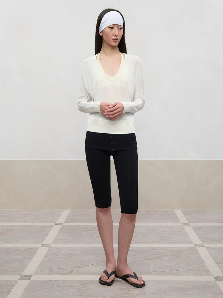 Lyocell-Linen V-Neck Knit Cover-up