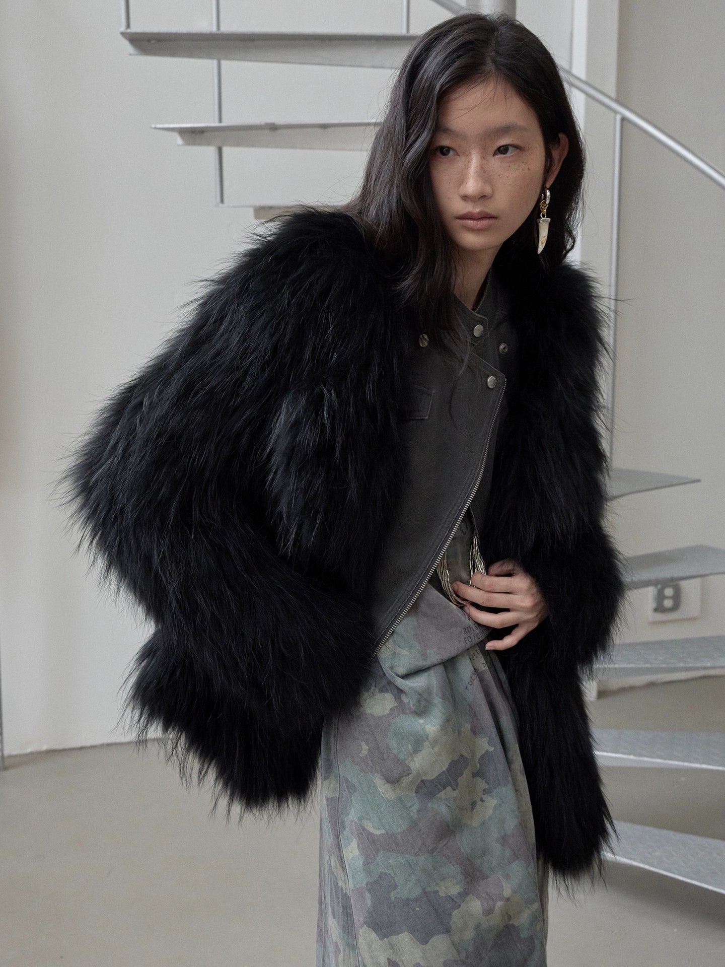Heavycrafted Racoon Fur Knit Lapel Fur Coat