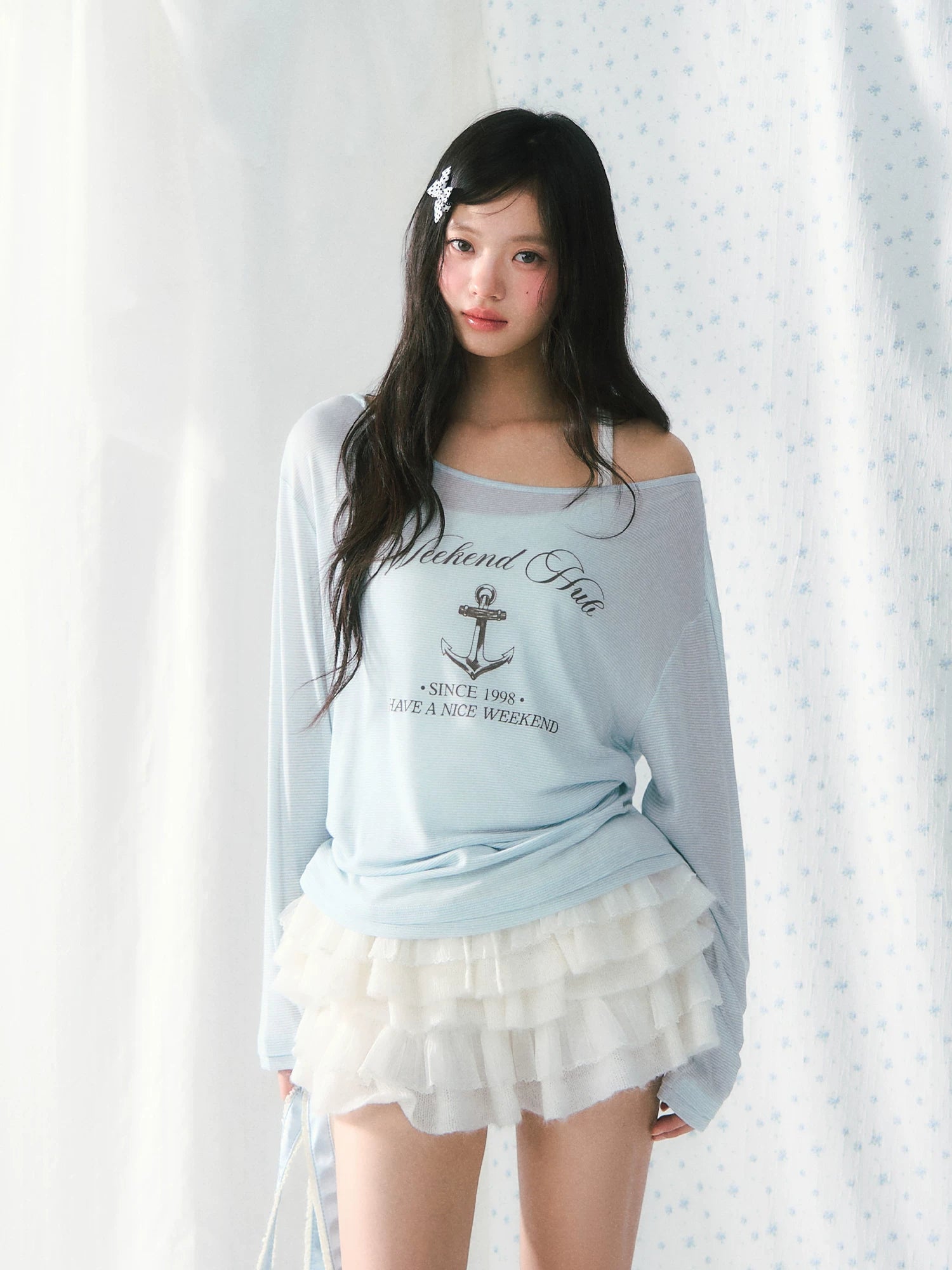 Vintage Print One-Shoulder Tee