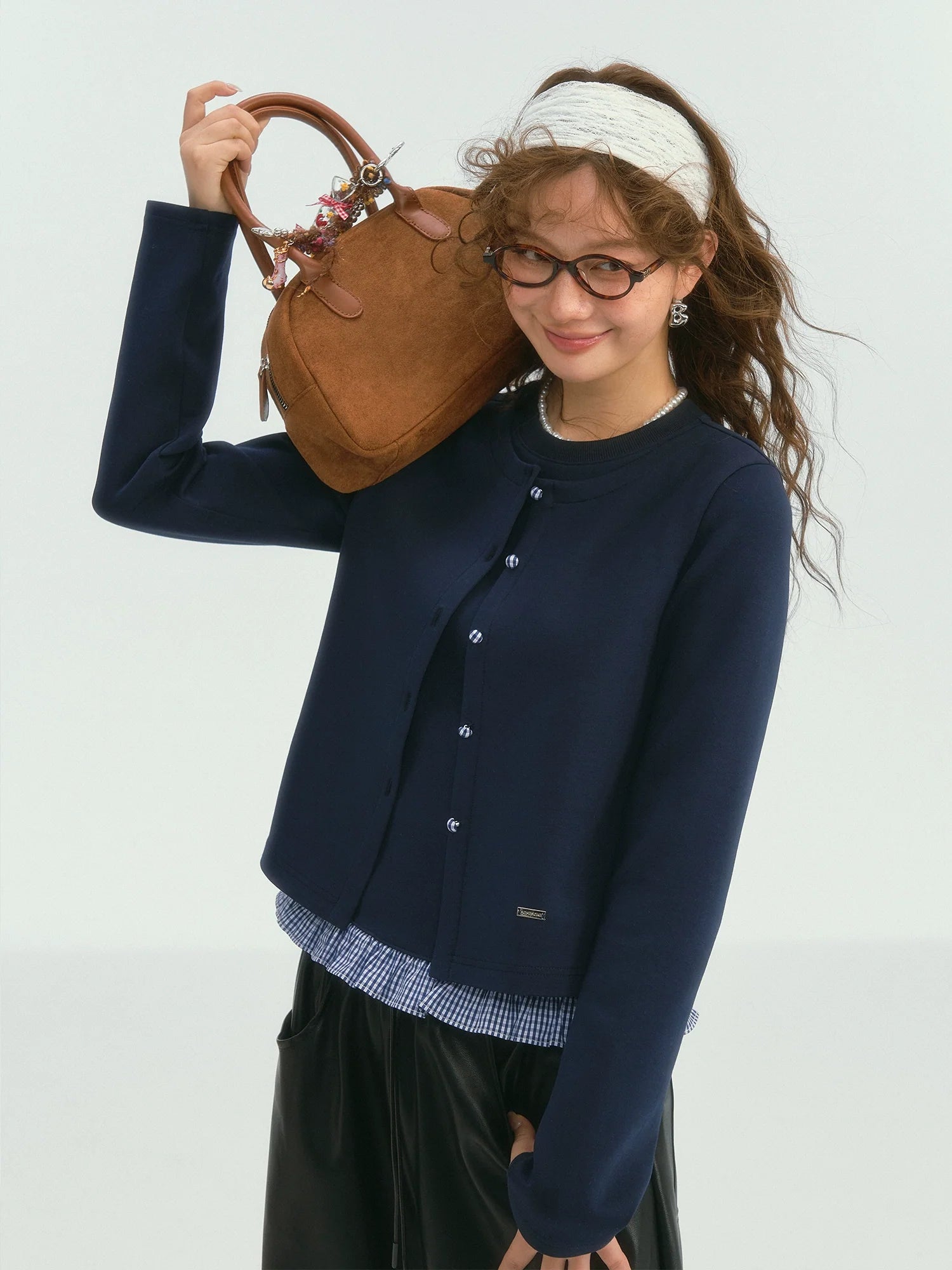 Fake Two-piece Round Neck Lace Top