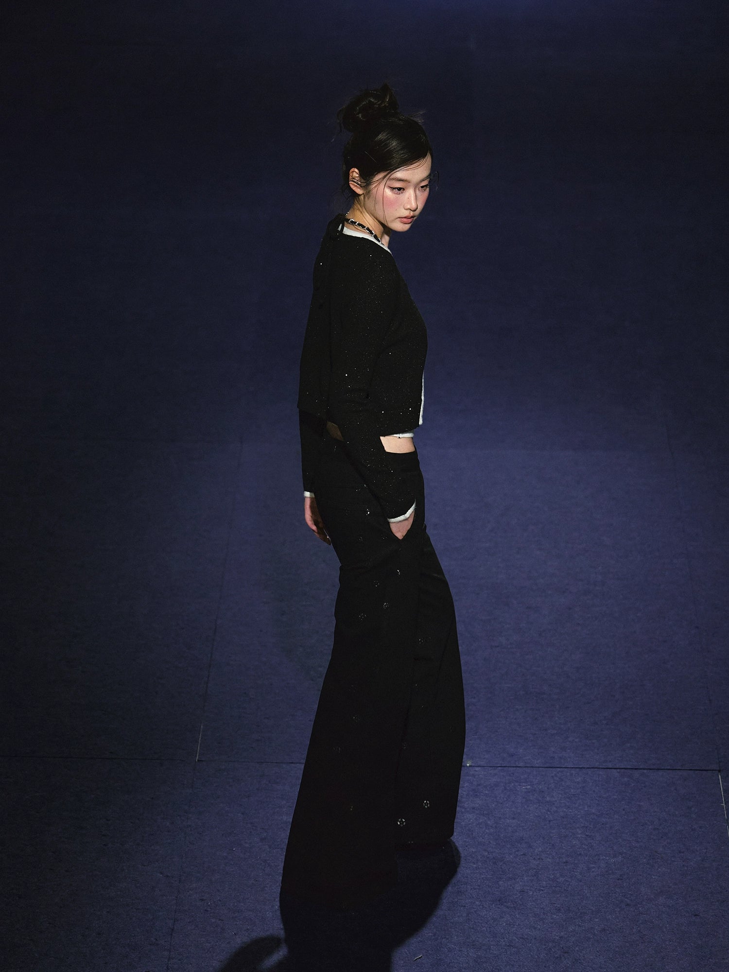 Tweed Galaxy Shimmer Chain Halter Camisole & Cardigan Set