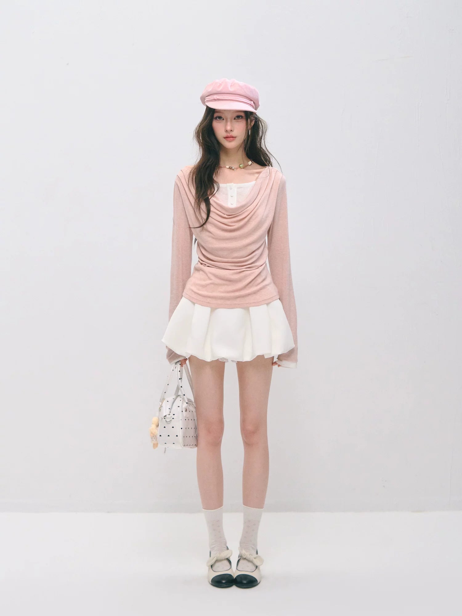 Pleated Bubble Mini Skirt