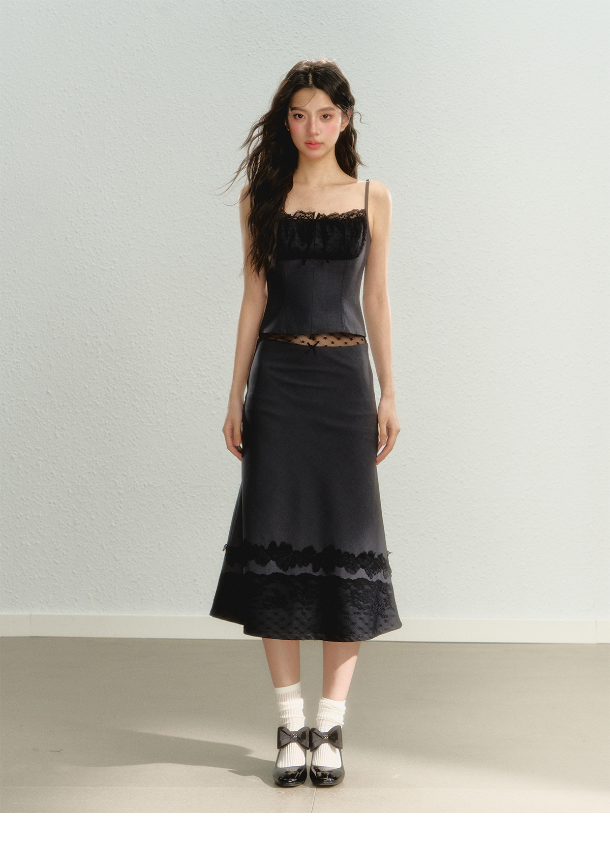 Lace Spaghetti Strap Tank Top & Mini Skirt Set