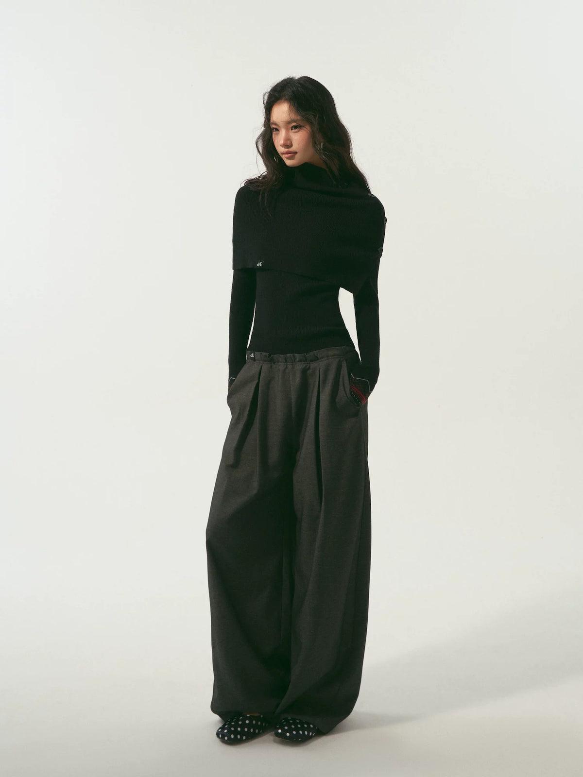 Black & Gray Layered Knit Top