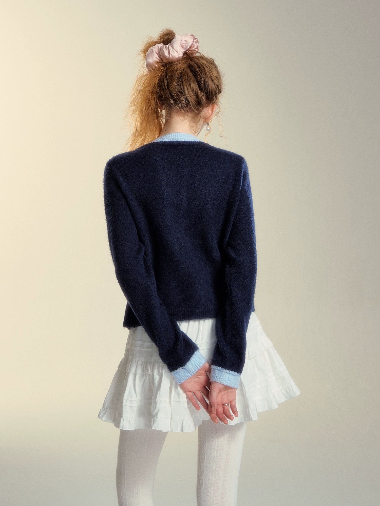 Colorblock Layered Knit Cardigan