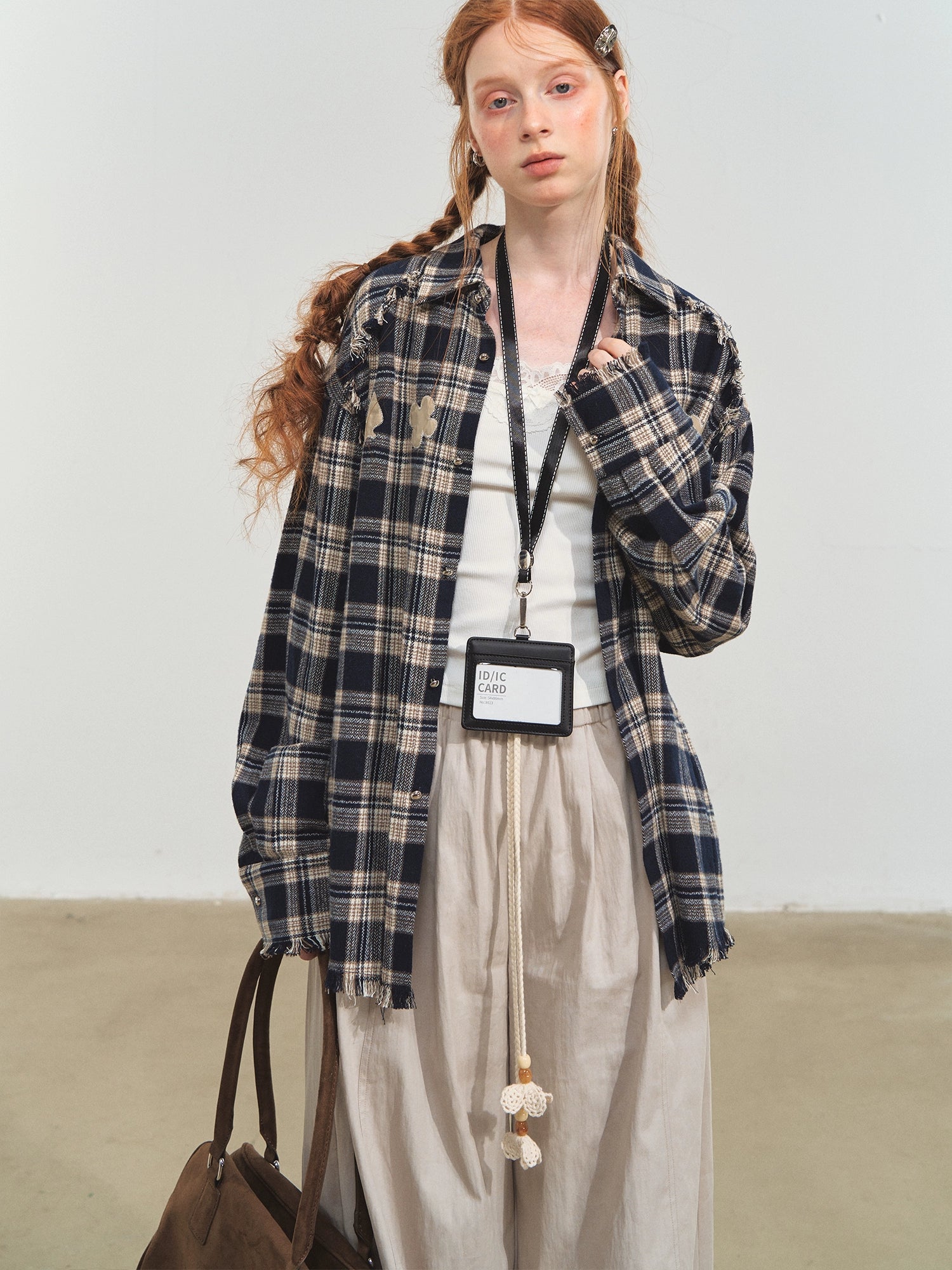 Blue & Red Fringed Plaid Shirt