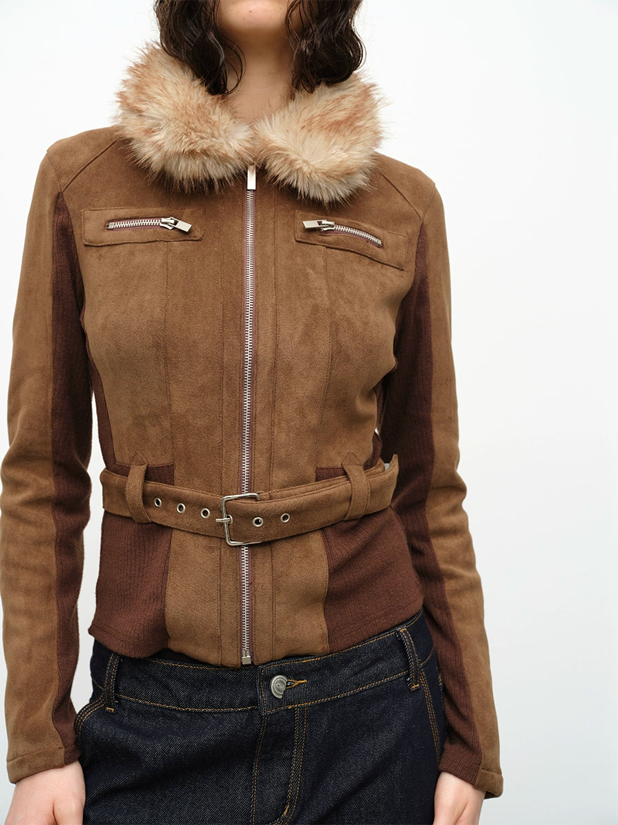 Brown Fur Collar Jacket