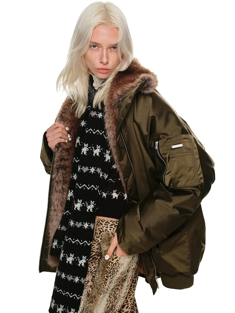 Cat Jacquard Slim-Fit Knit Cardigan & Scarf