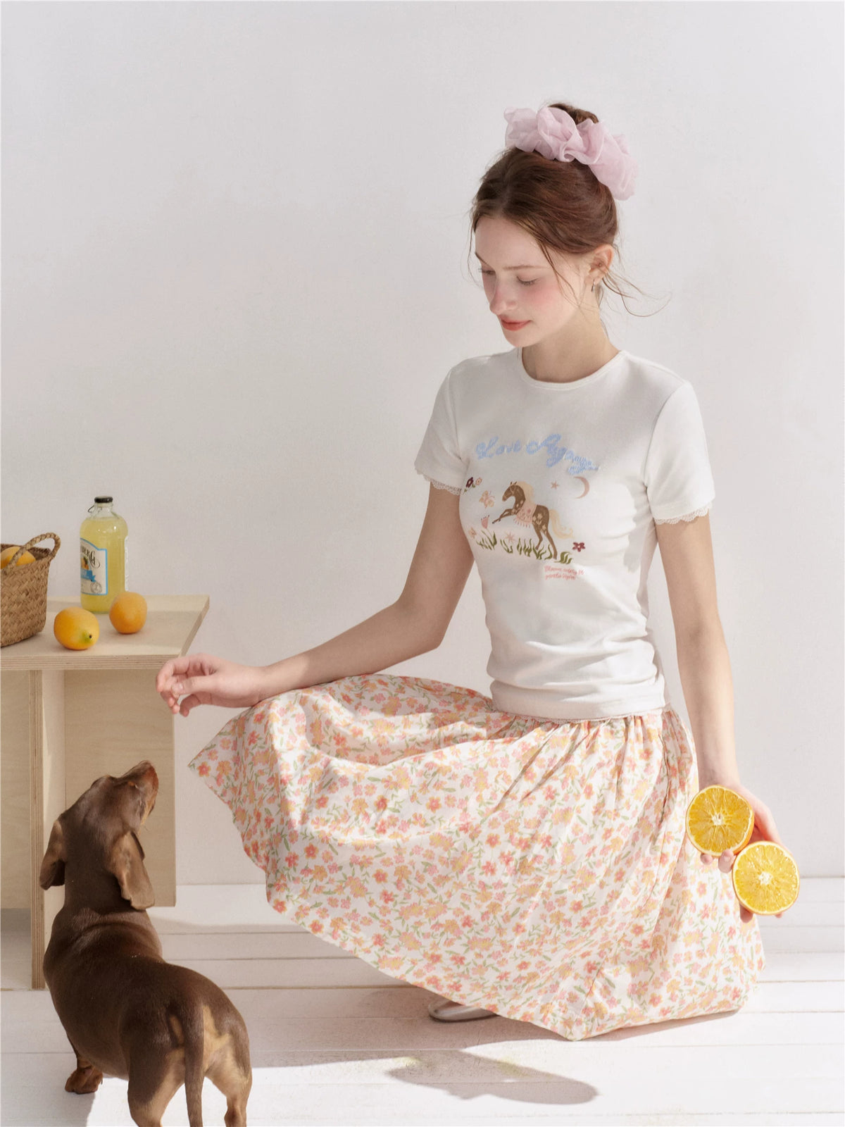 Floral Pleated Mini Skirt