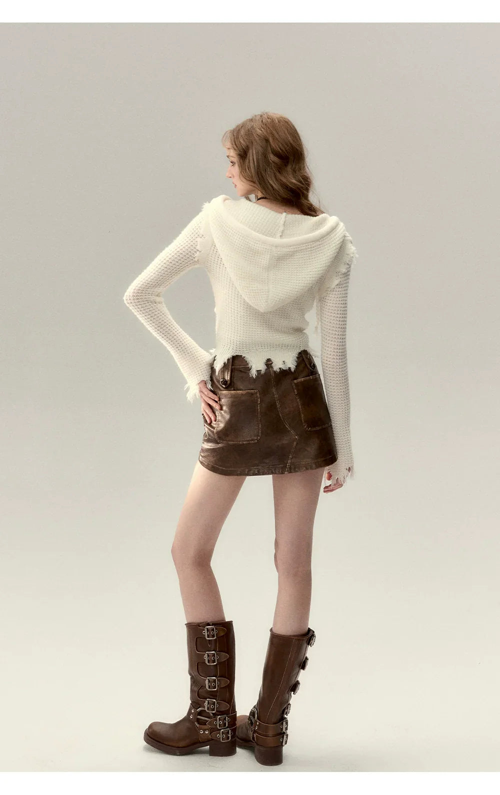 Fringe Waffle-Knit Cardigan