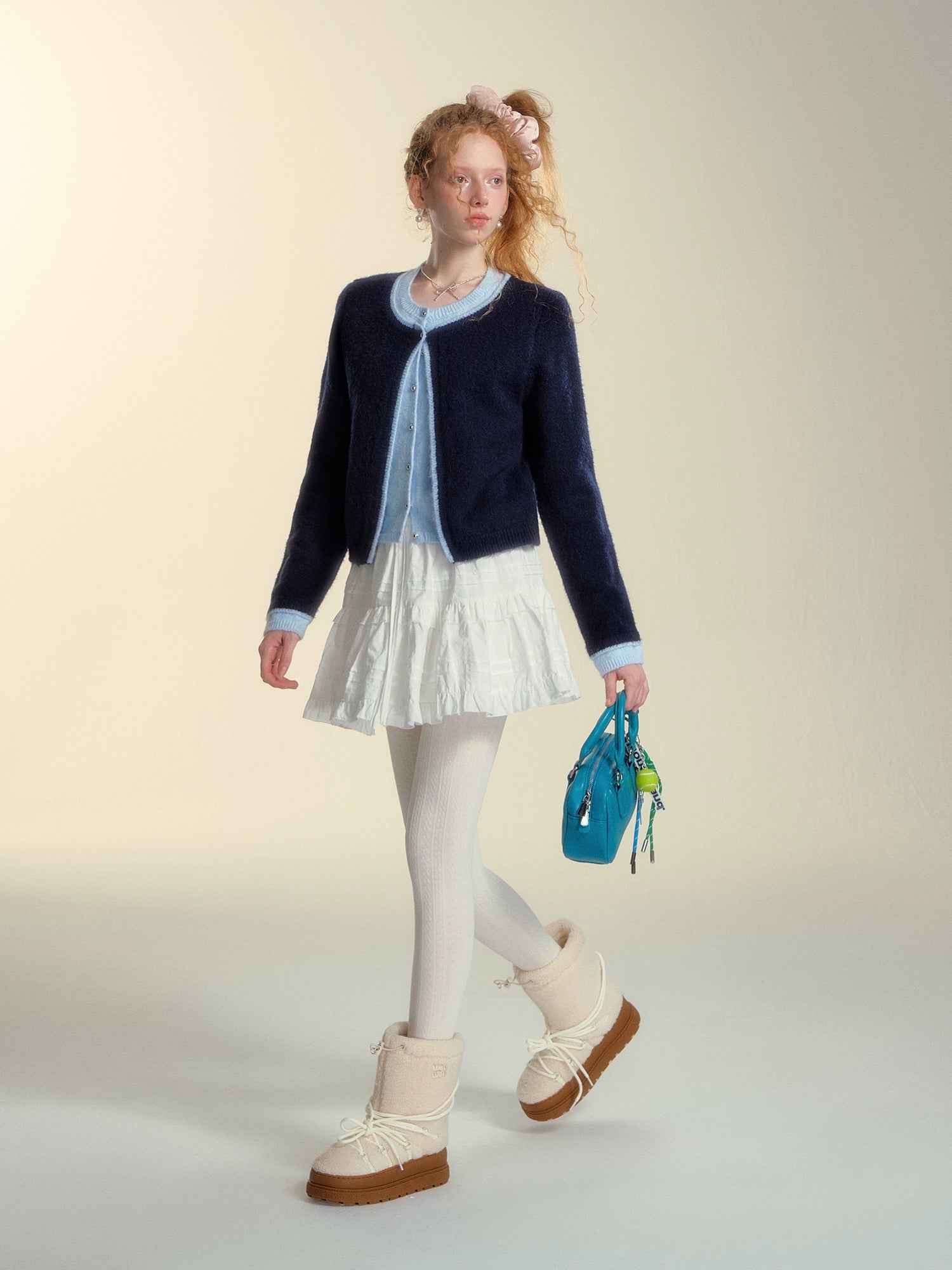 Colorblock Layered Knit Cardigan