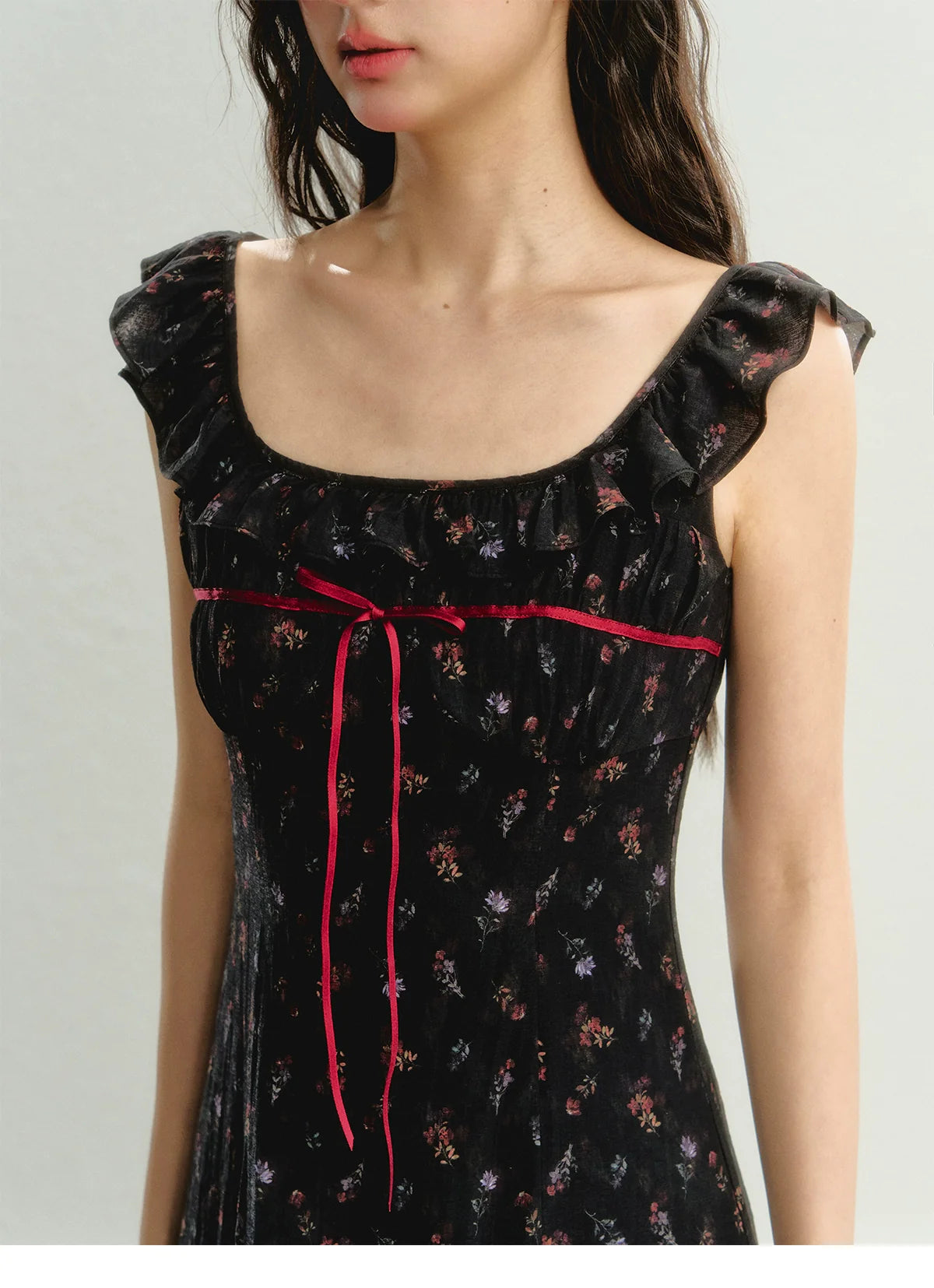 Flutter Sleeve Strap Floral Dress