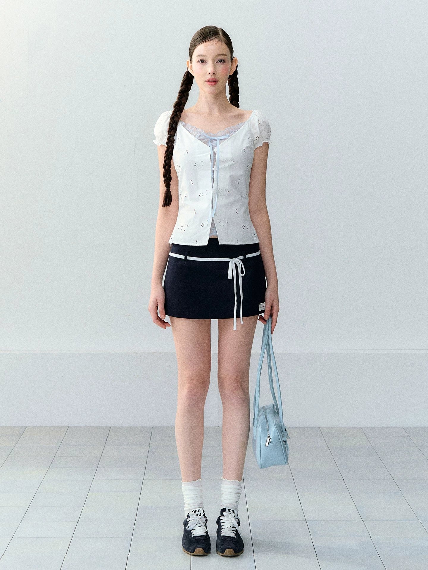 Contrast Drawstring Skort