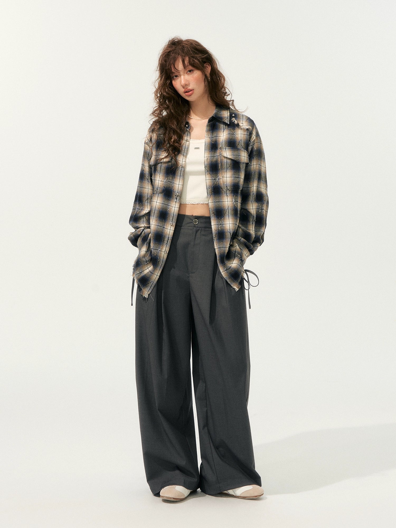 American-Style Wide-Leg Draped Scimitar Pants