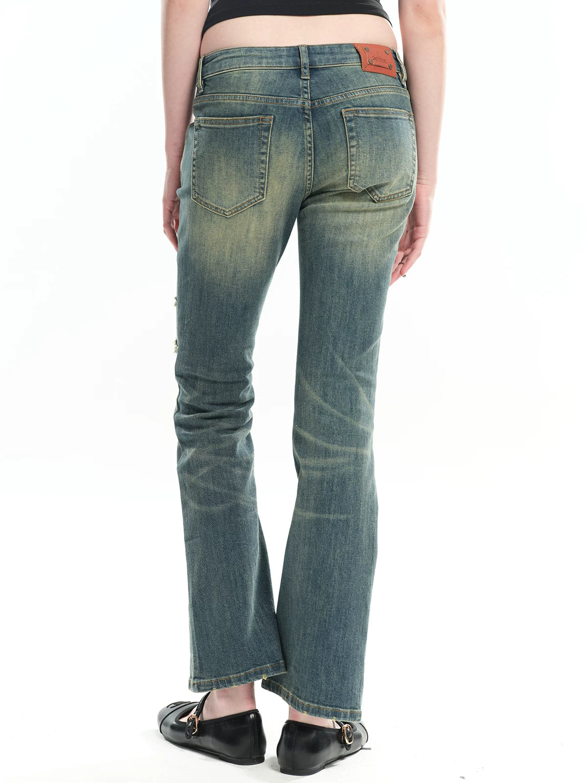 Distressed Washed Denim Jeans