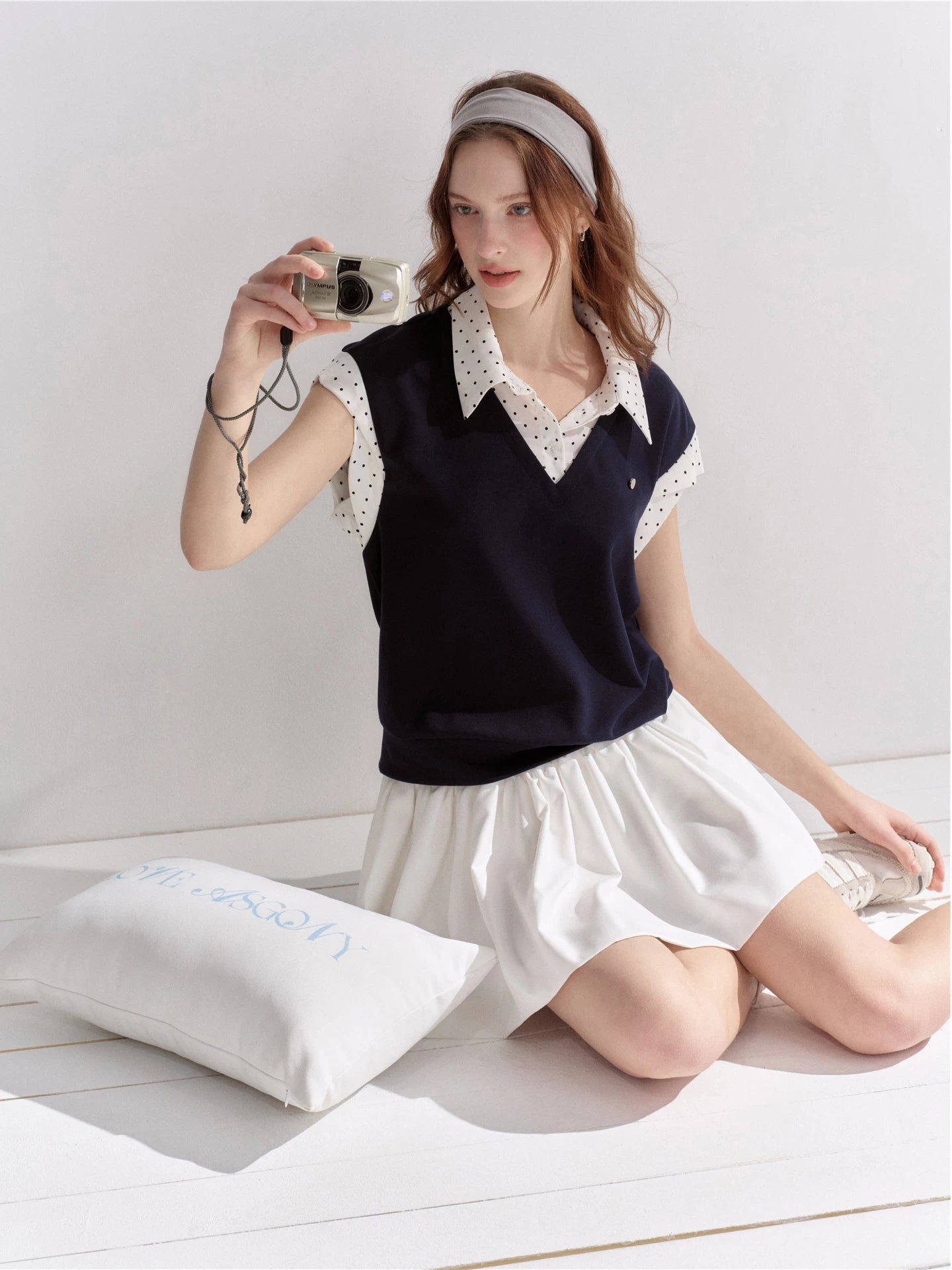 Contrast Polka Shirt