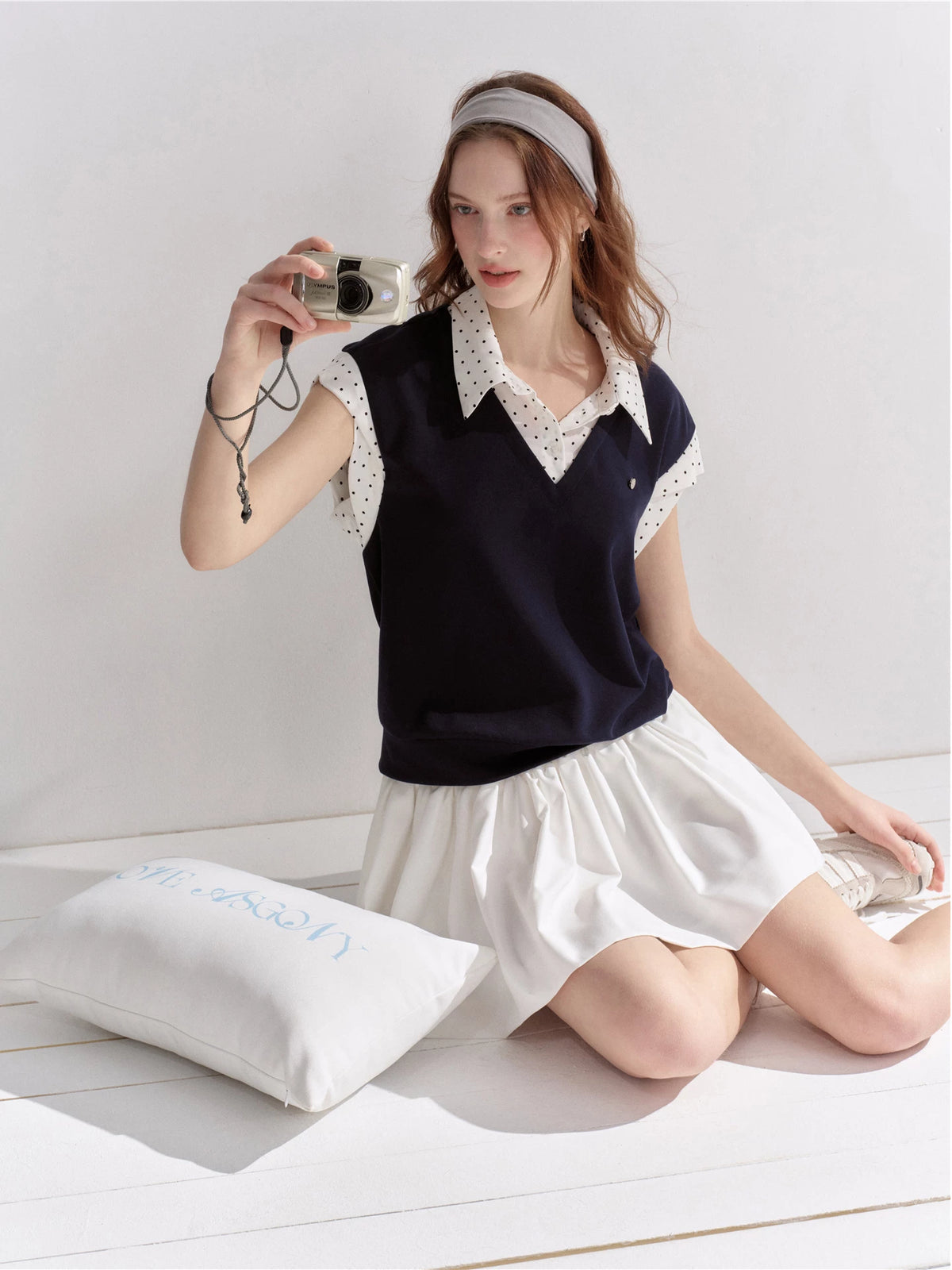 Contrast Polka Shirt