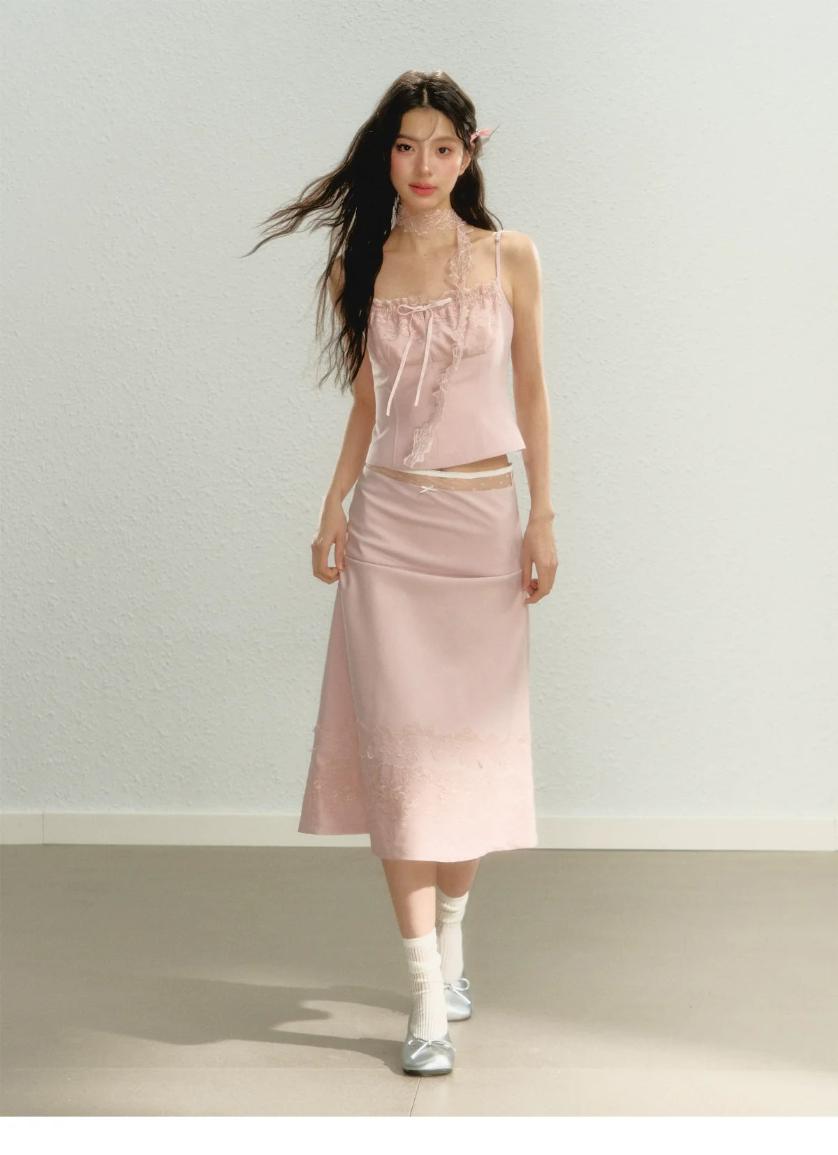 Lace Spaghetti Strap Tank Top & Mini Skirt Set