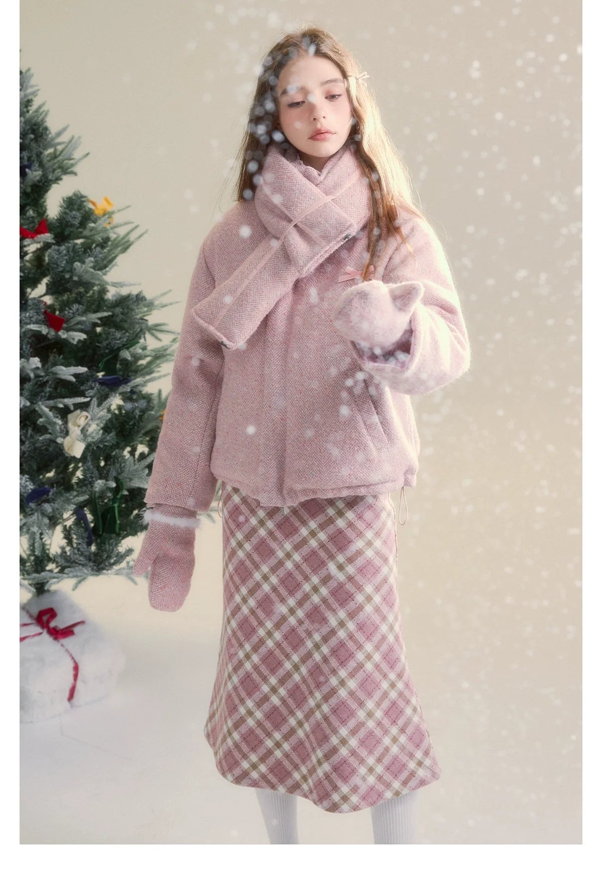 Pink Plaid Bodycon Skirt