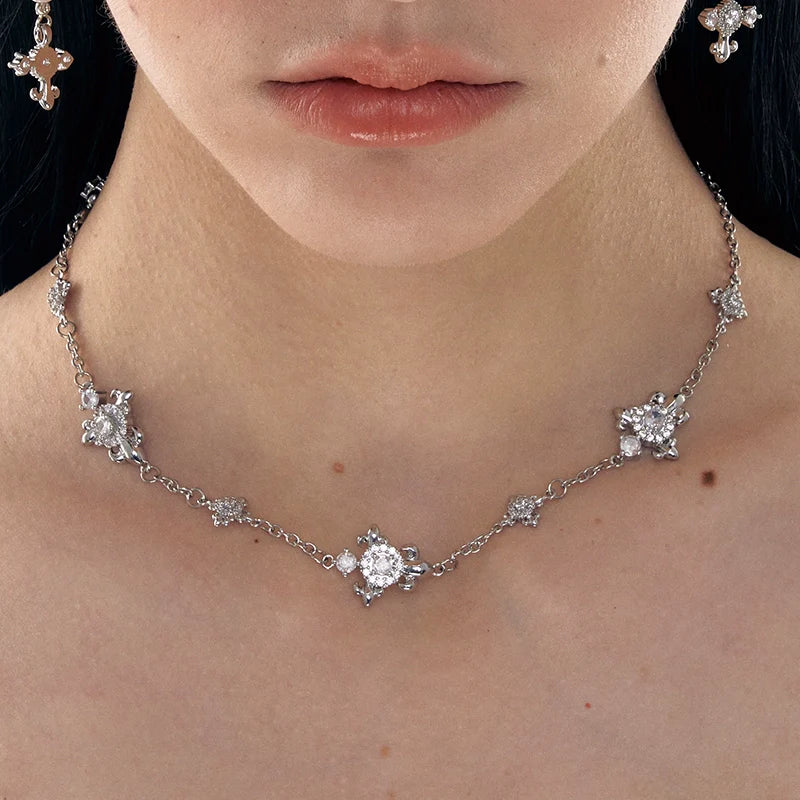 Iris Rhinestone Pendant Necklace