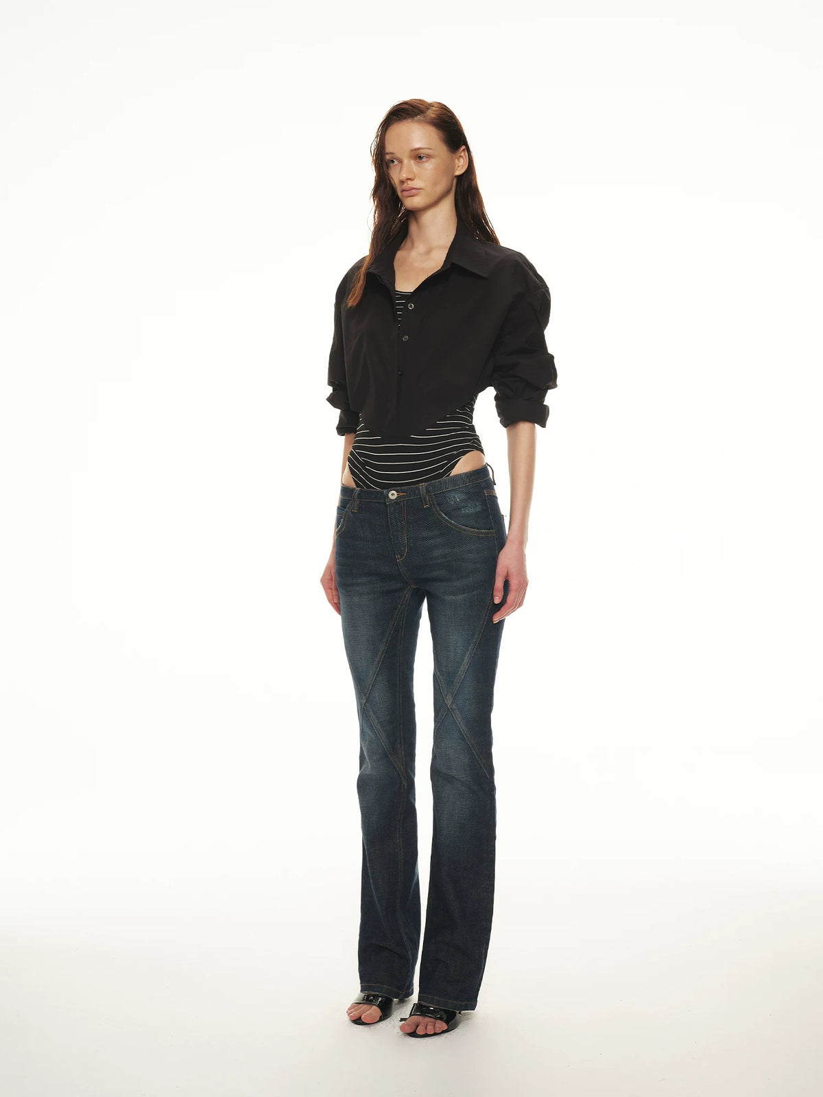 Striped Layered Waist Shirt