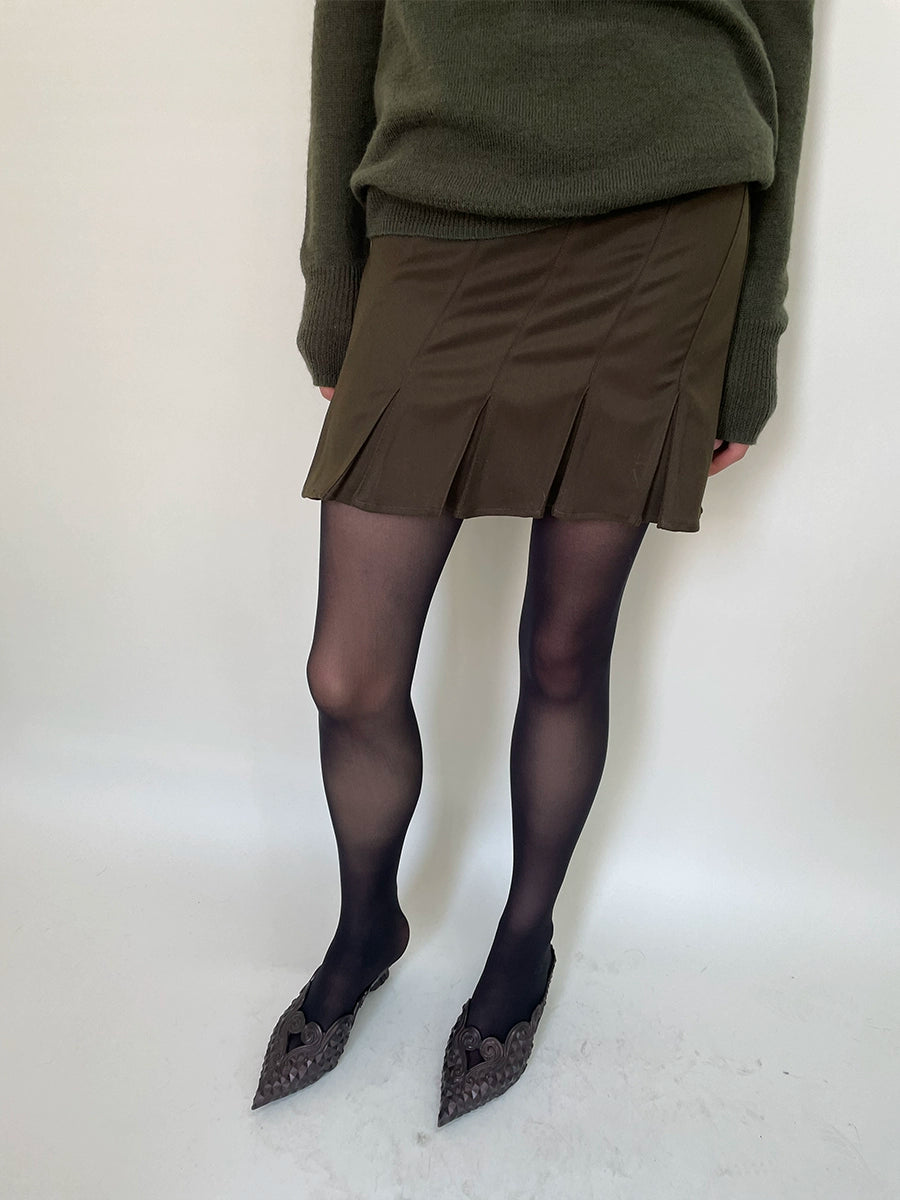 Two-Tone Twill Panel Mini Skirt