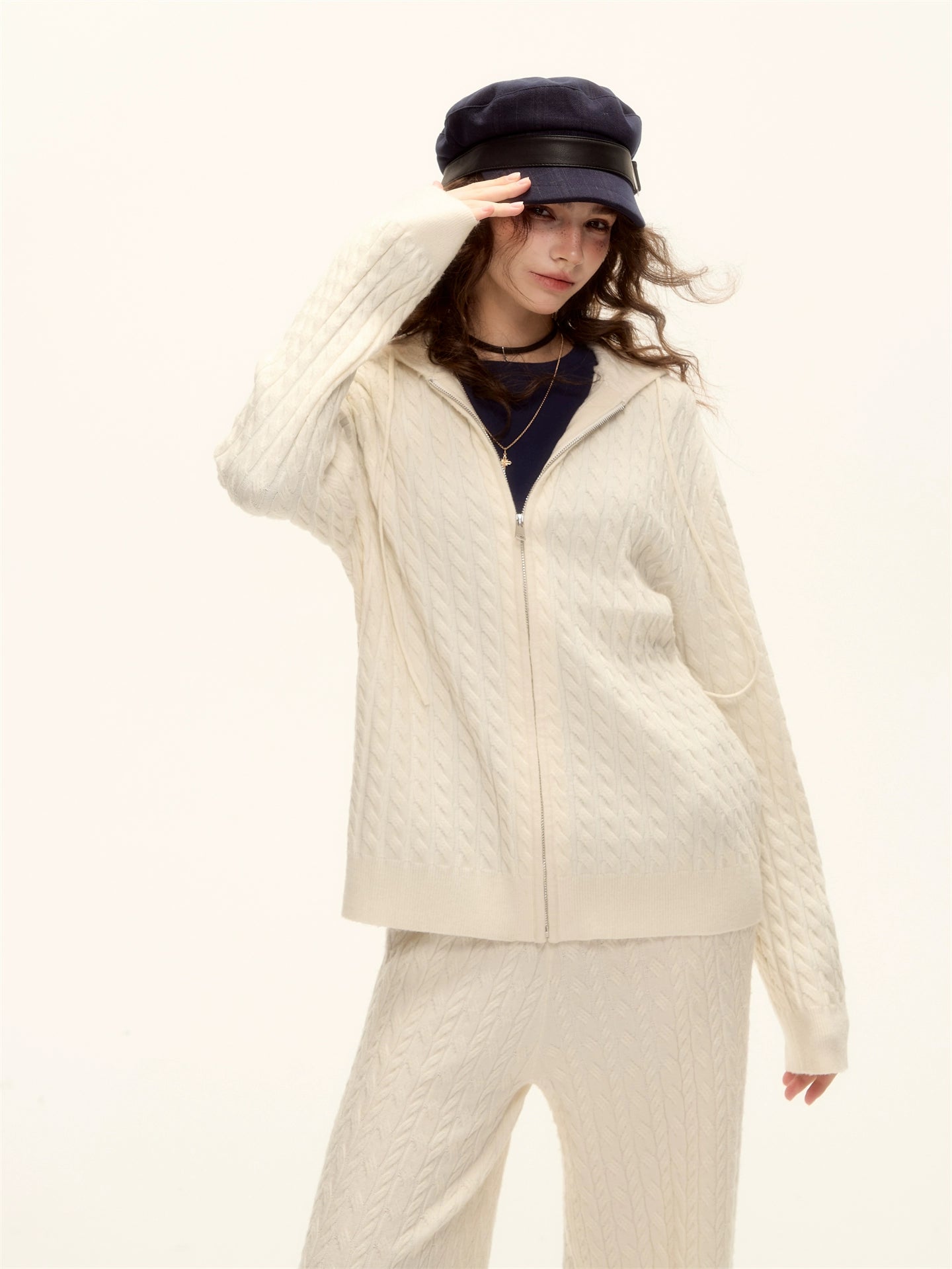 Cable Zip Hoodie Pants Set