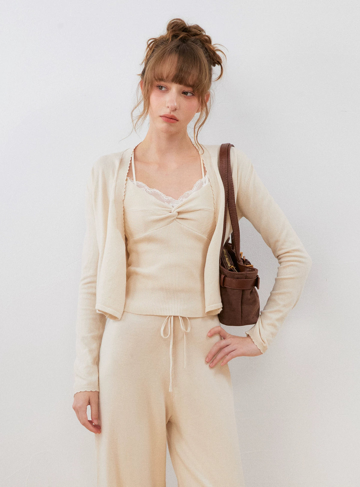 Knotted Wave Trim Knit Set