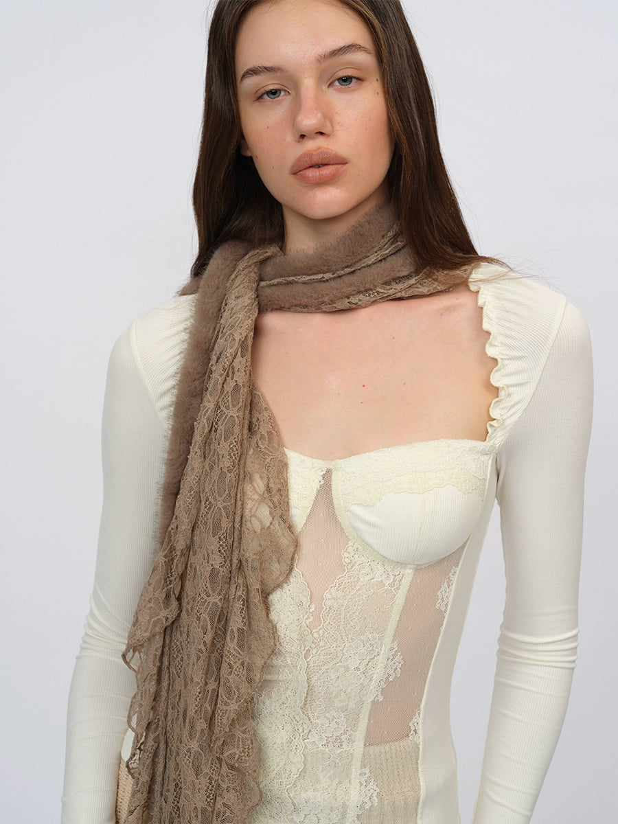White Lace Panel Bustier Top