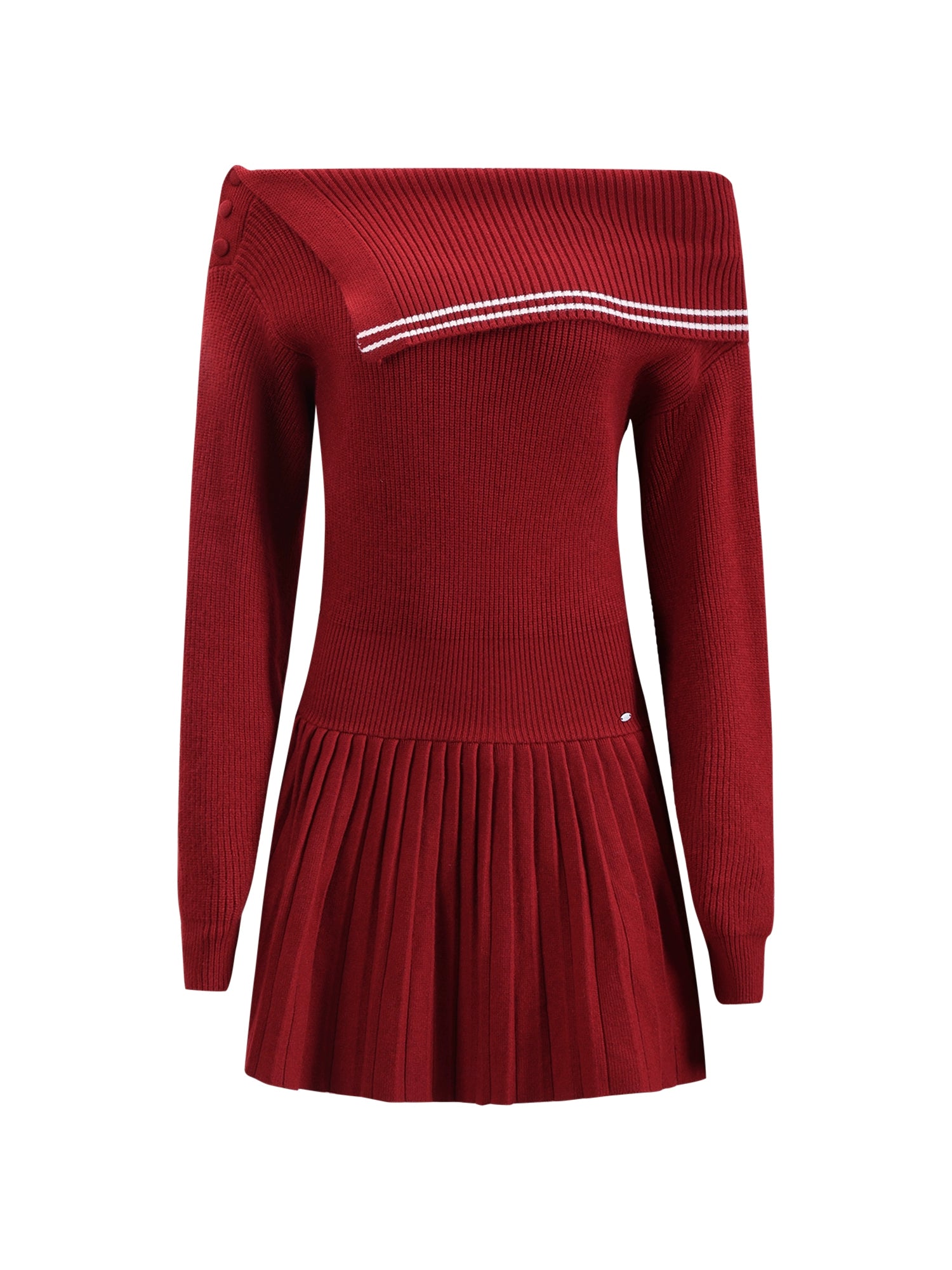 Red Asymmetric Sailor Off-Shoulder Dress