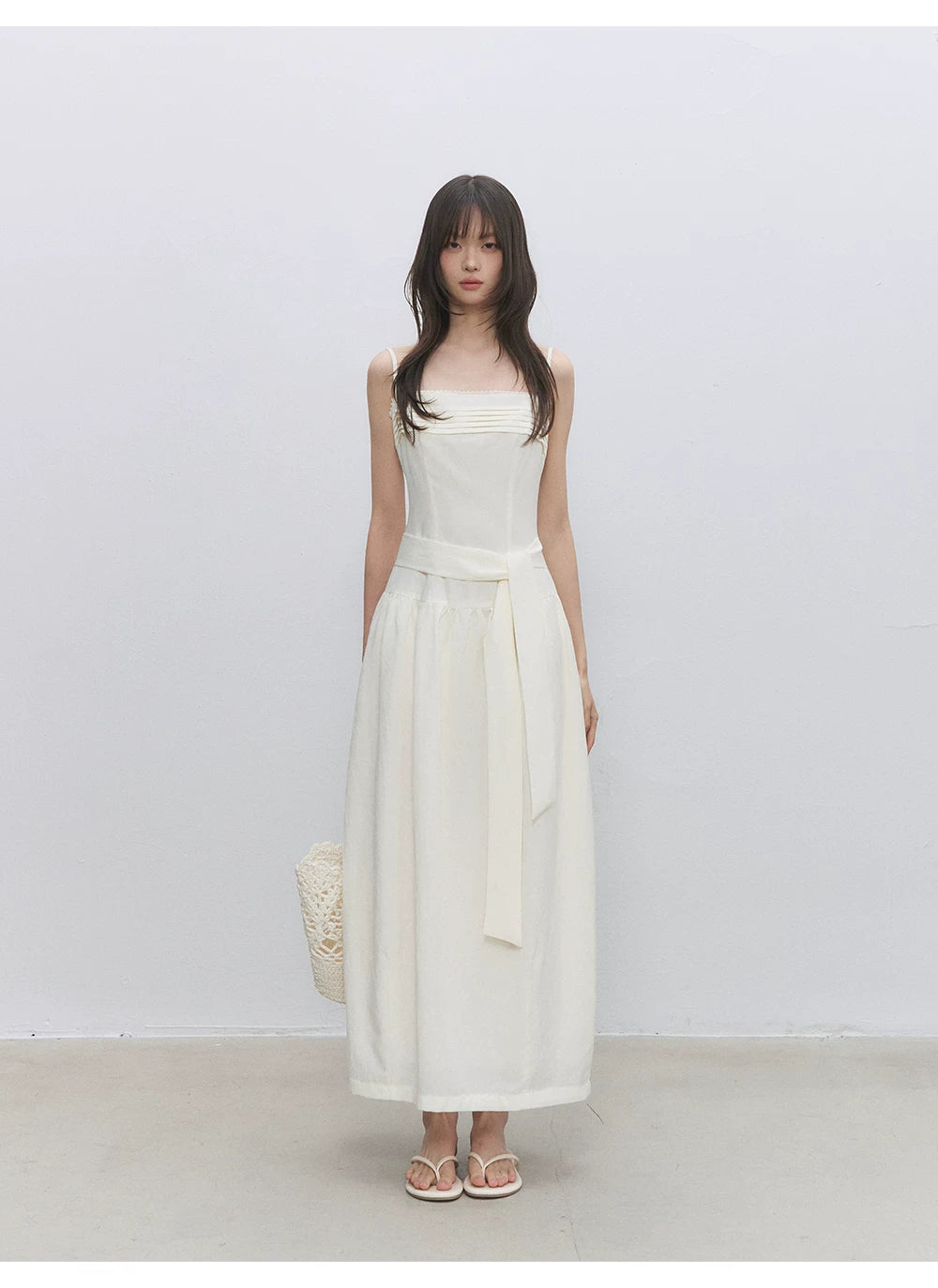 Pleated Tie Cami Dress