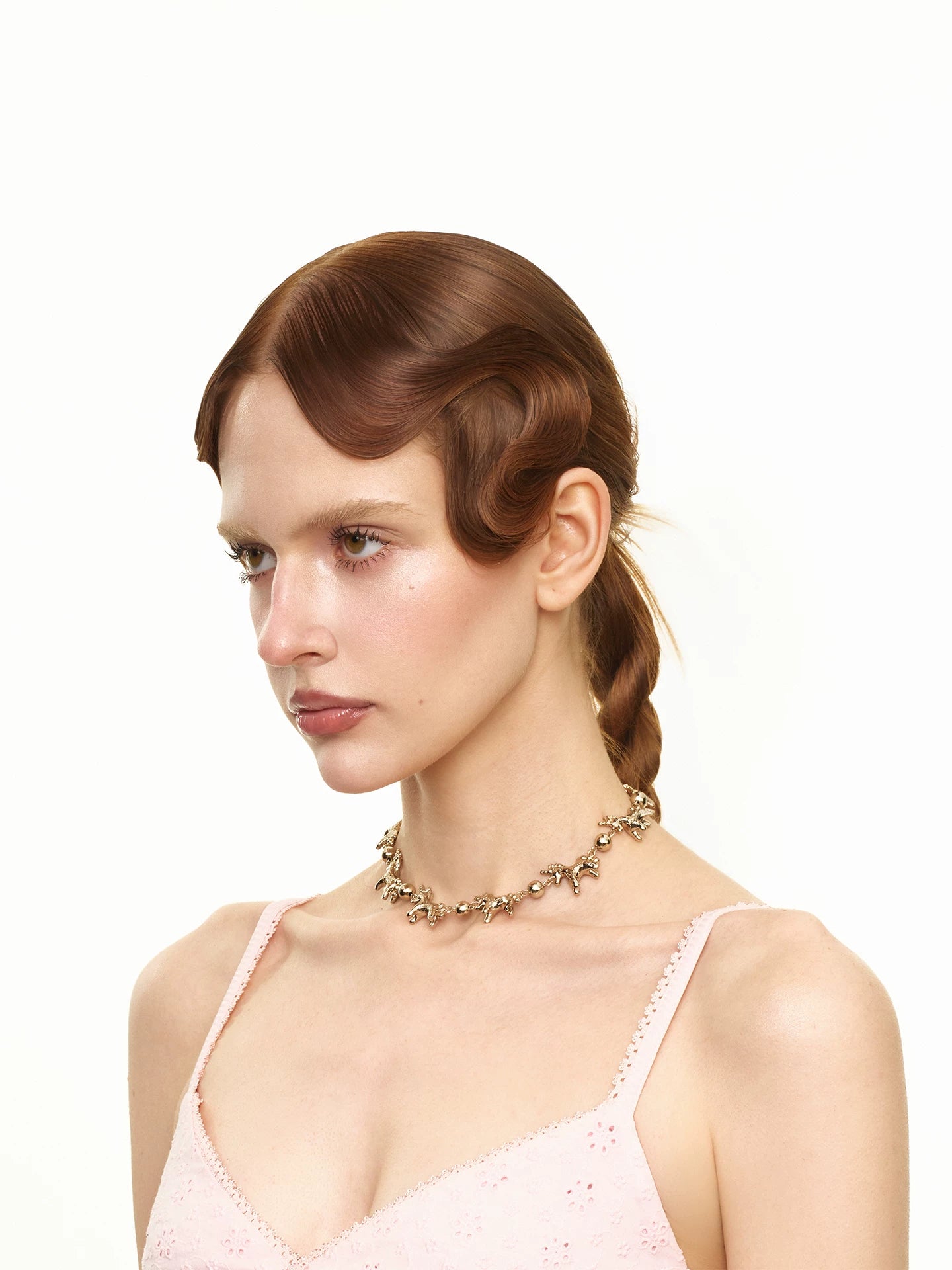 Embossed Pony Clavicle Necklace