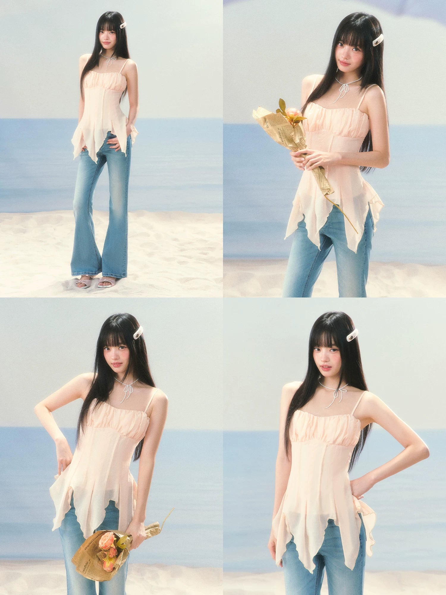 Asymmetrical Chiffon Corset Top