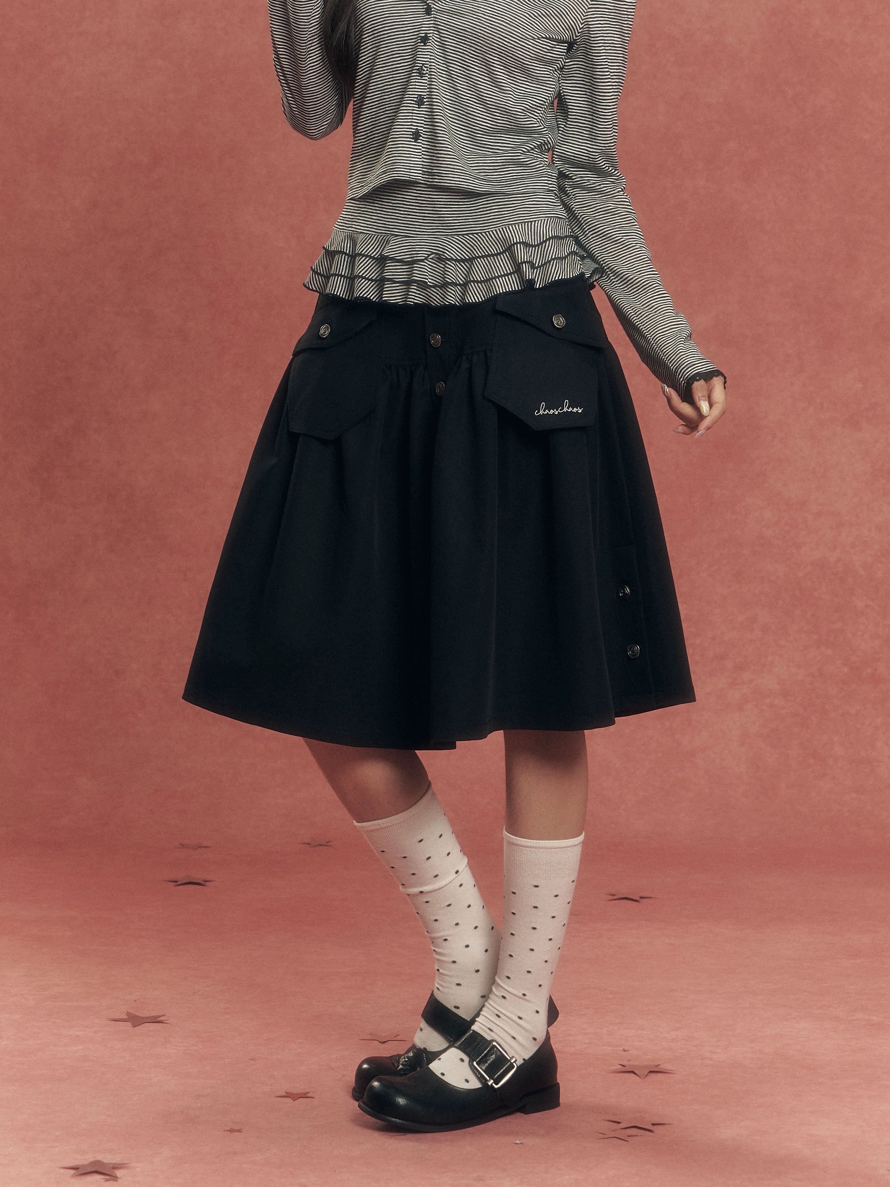 Vintage Utility Denim Skirt